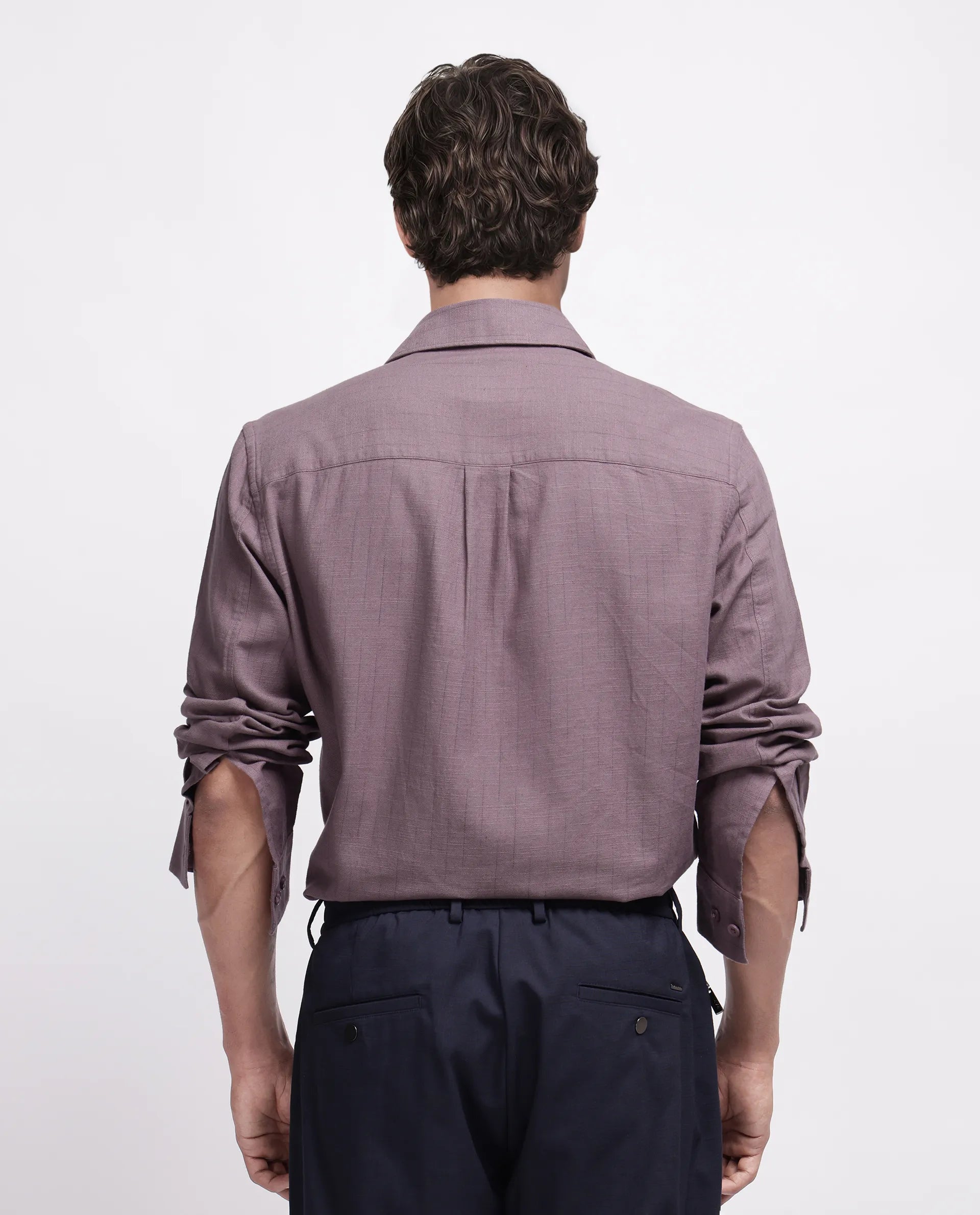 Rare Rabbit Men's Gawa Purple Cotton Striped Print Regular Fit Full Sleeve Collared Shirt