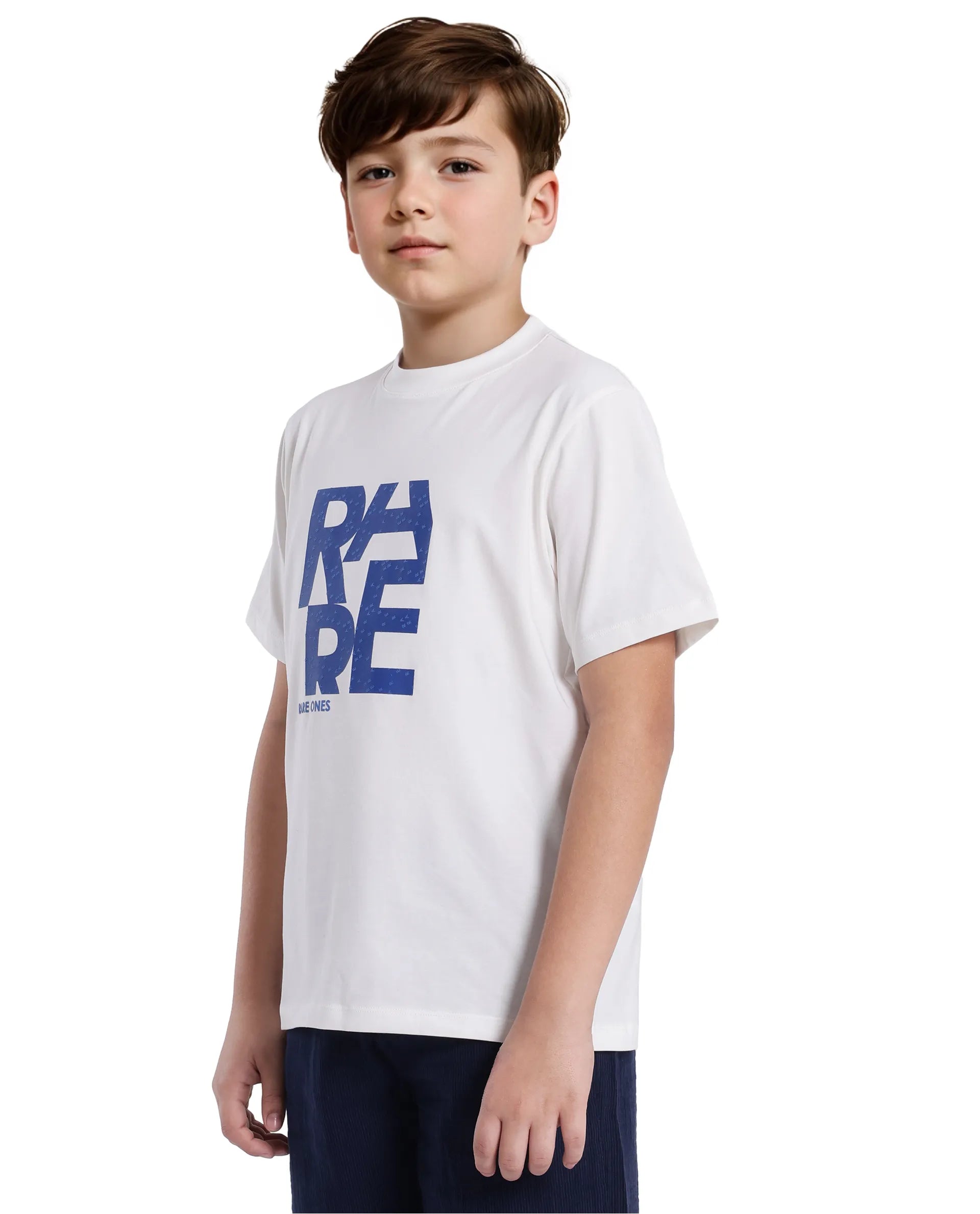 Rare Ones Kids Gelo Off White Cotton Blend Short Sleeve Crew Neck Printed Regular T-Shirt