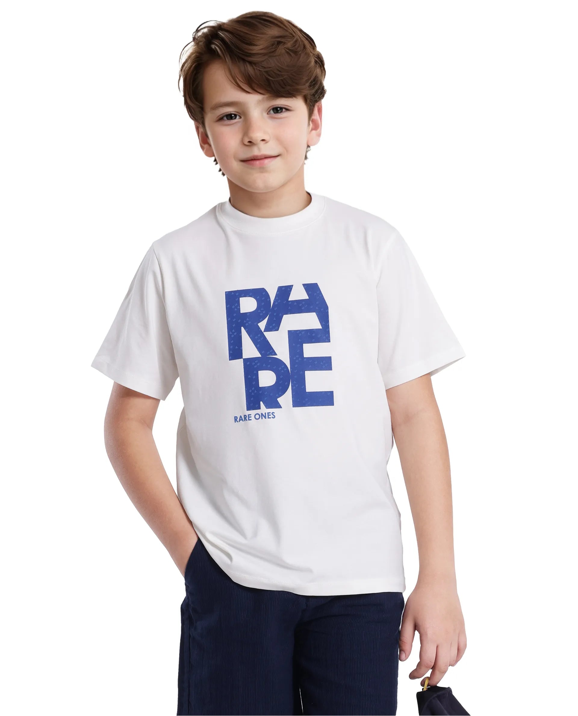 Rare Ones Kids Gelo Off White Cotton Blend Short Sleeve Crew Neck Printed Regular T-Shirt