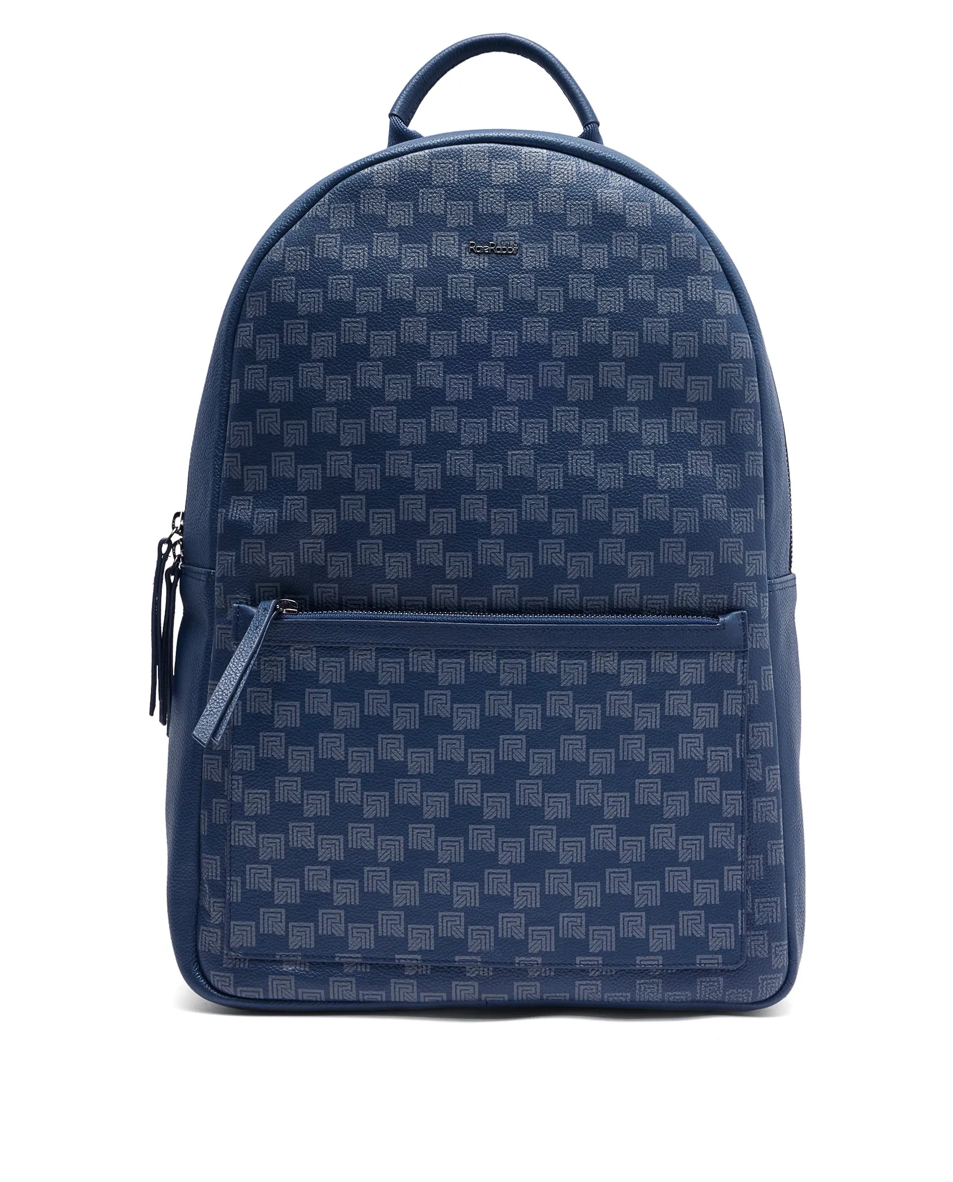 Rare Rabbit Men's Genther Blue Monogram Print Bag