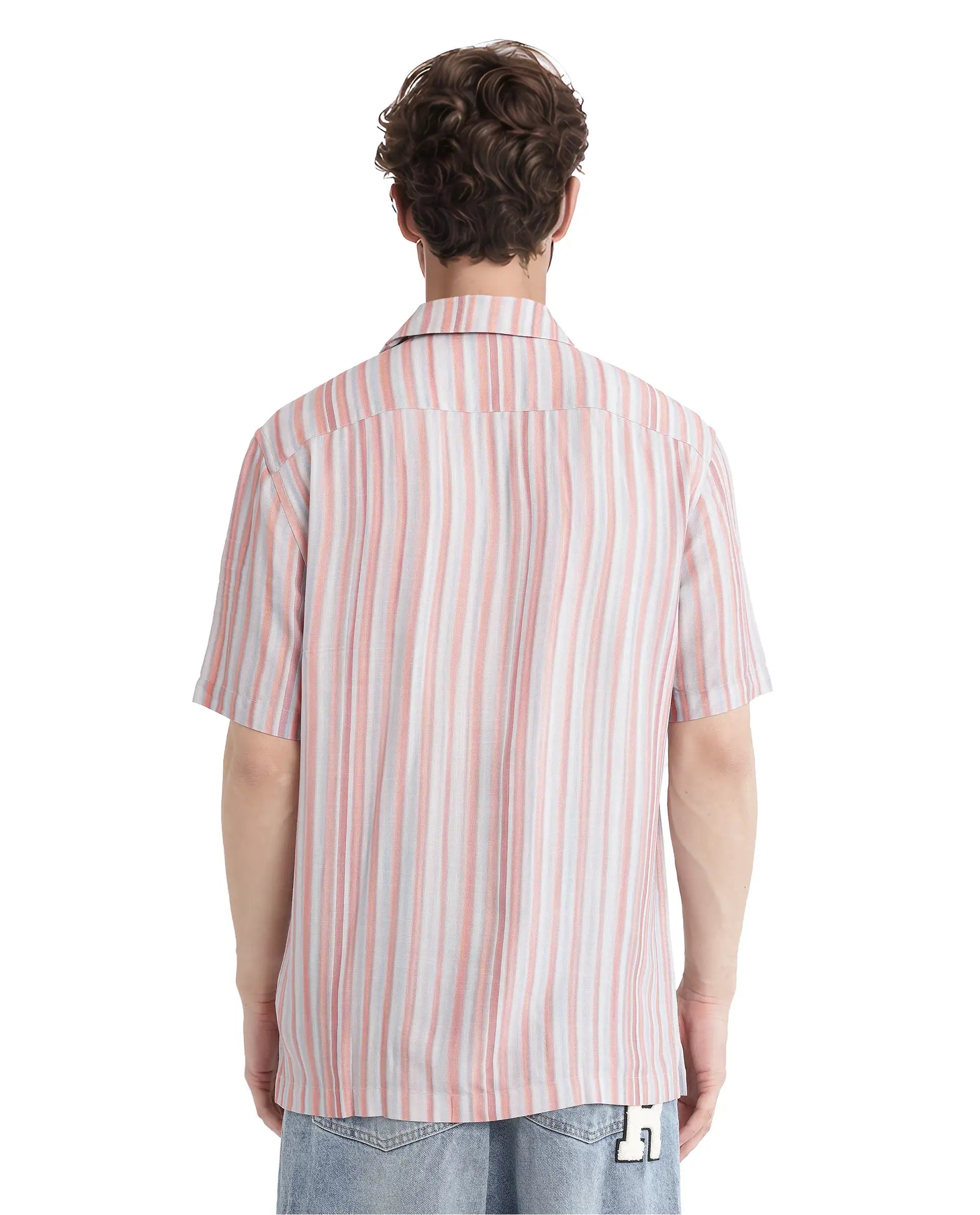 Rare Rabbit Men Gero Dusky Pink Viscose Fabric Half Sleeve Collared Neck Button Closure Regular Fit Printed Shirt