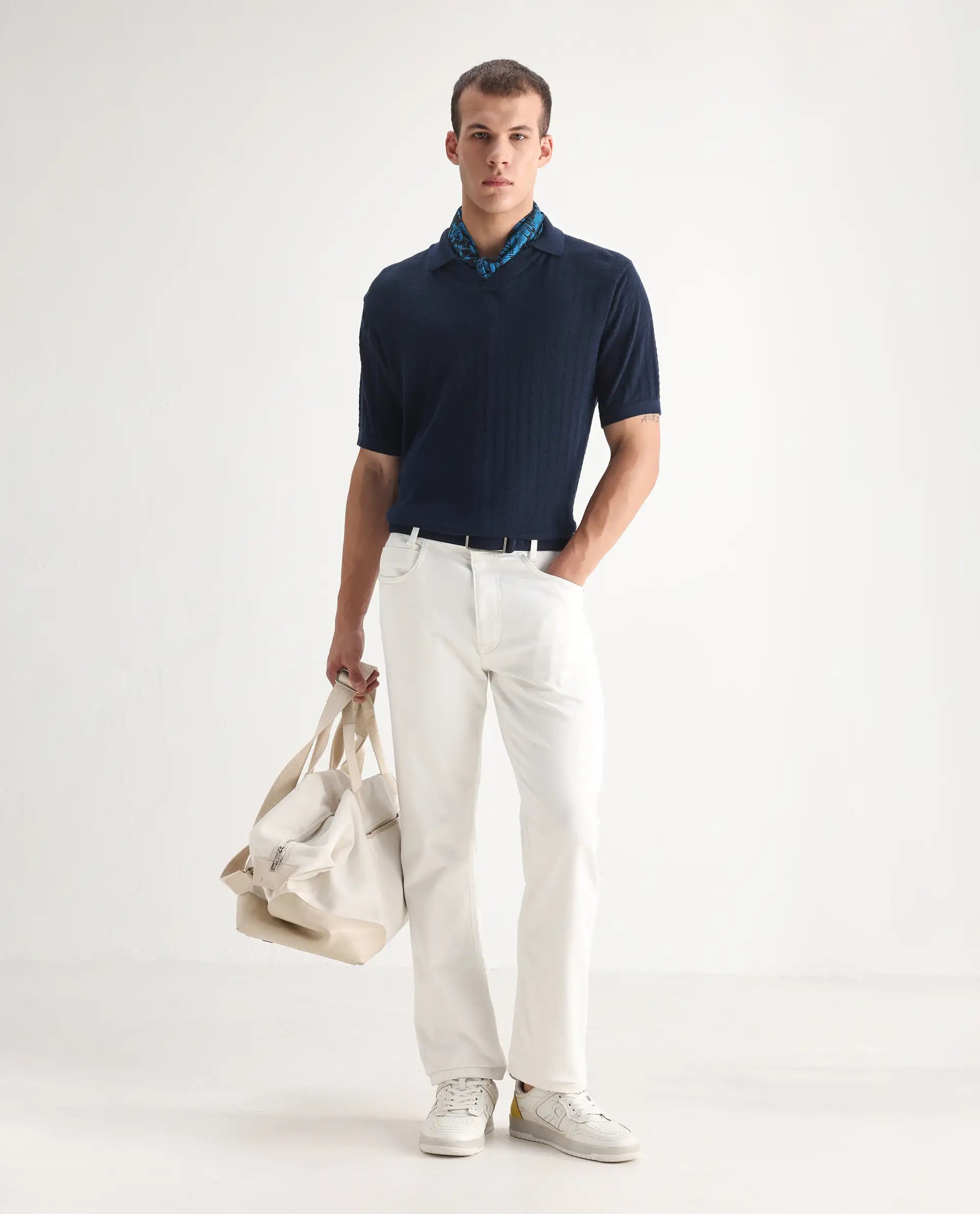 Rare Rabbit Men's Glebon White Cotton Plain Morris Regular Fit Jeans