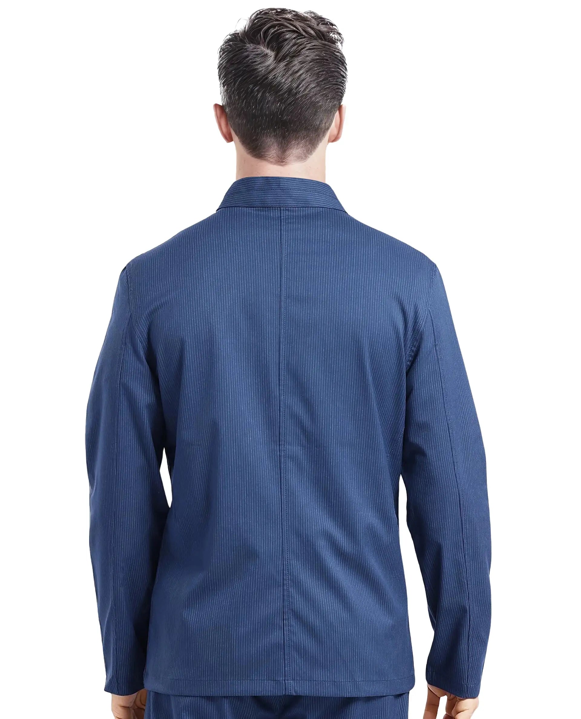 Rare Rabbit Men Glewt Dark Teal Polyester Viscose Fabric Full Sleeve Mandarin Collar Striped Jacket