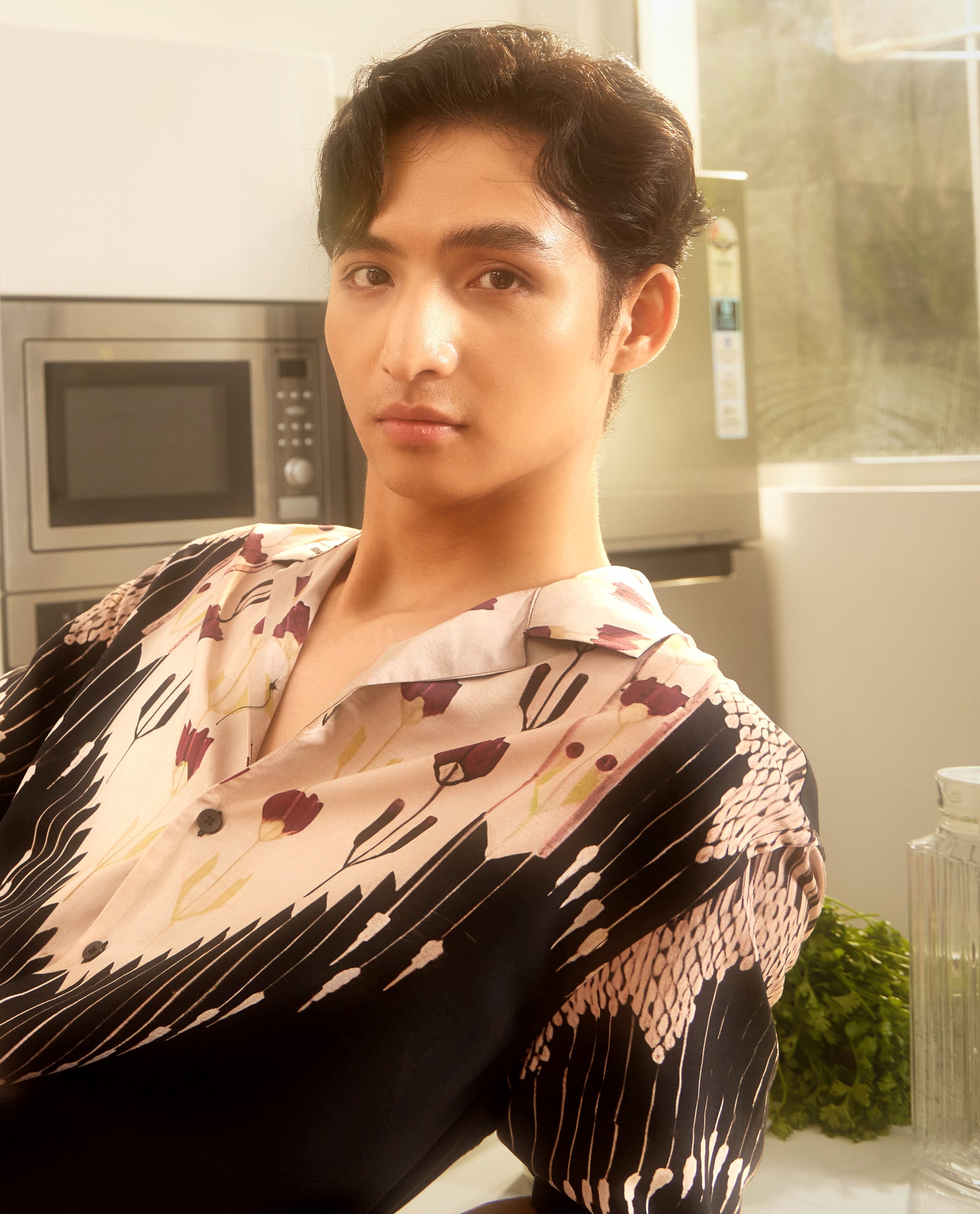 Rare Rabit Men's Lisat Black Half Sleeve Cuban Collar Shirt