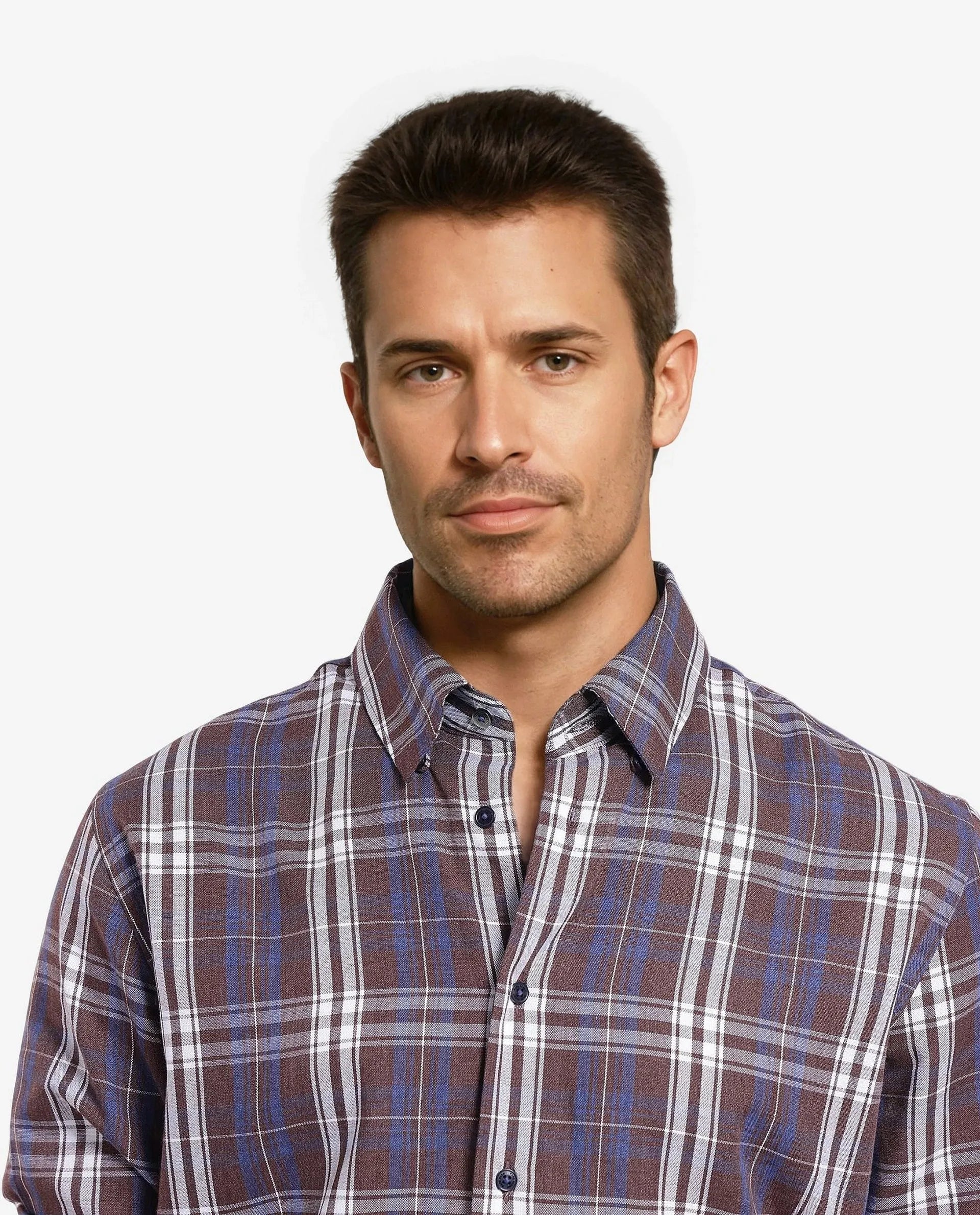 Rare Rabbit Men's Golk Brown Cotton Fabric Full Sleeve Regular Fit Checks Shirt