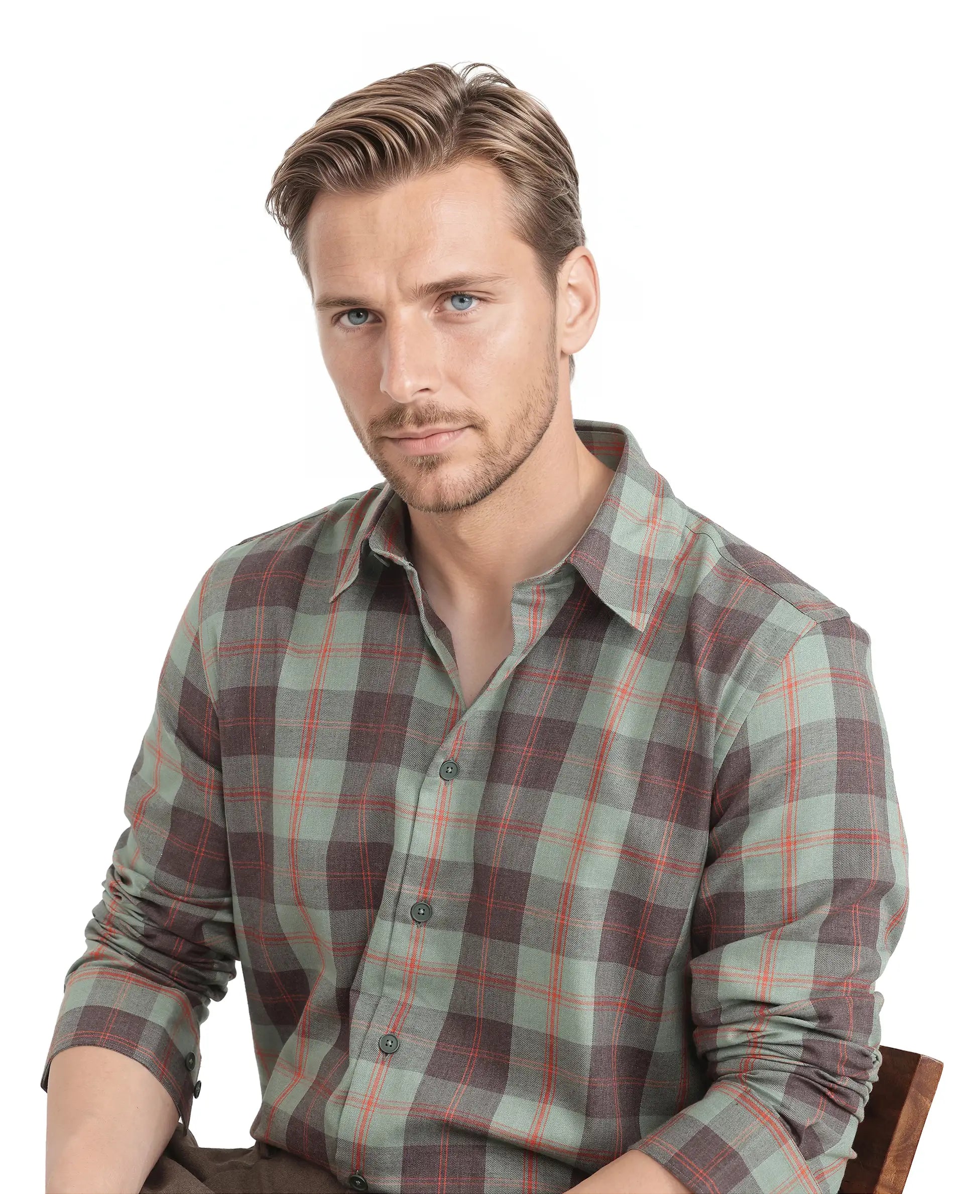 Rare Rabbit Men's Gory Dark Olive Cotton Fabric Full Sleeve Collared Neck Button Closure Printed Shirt