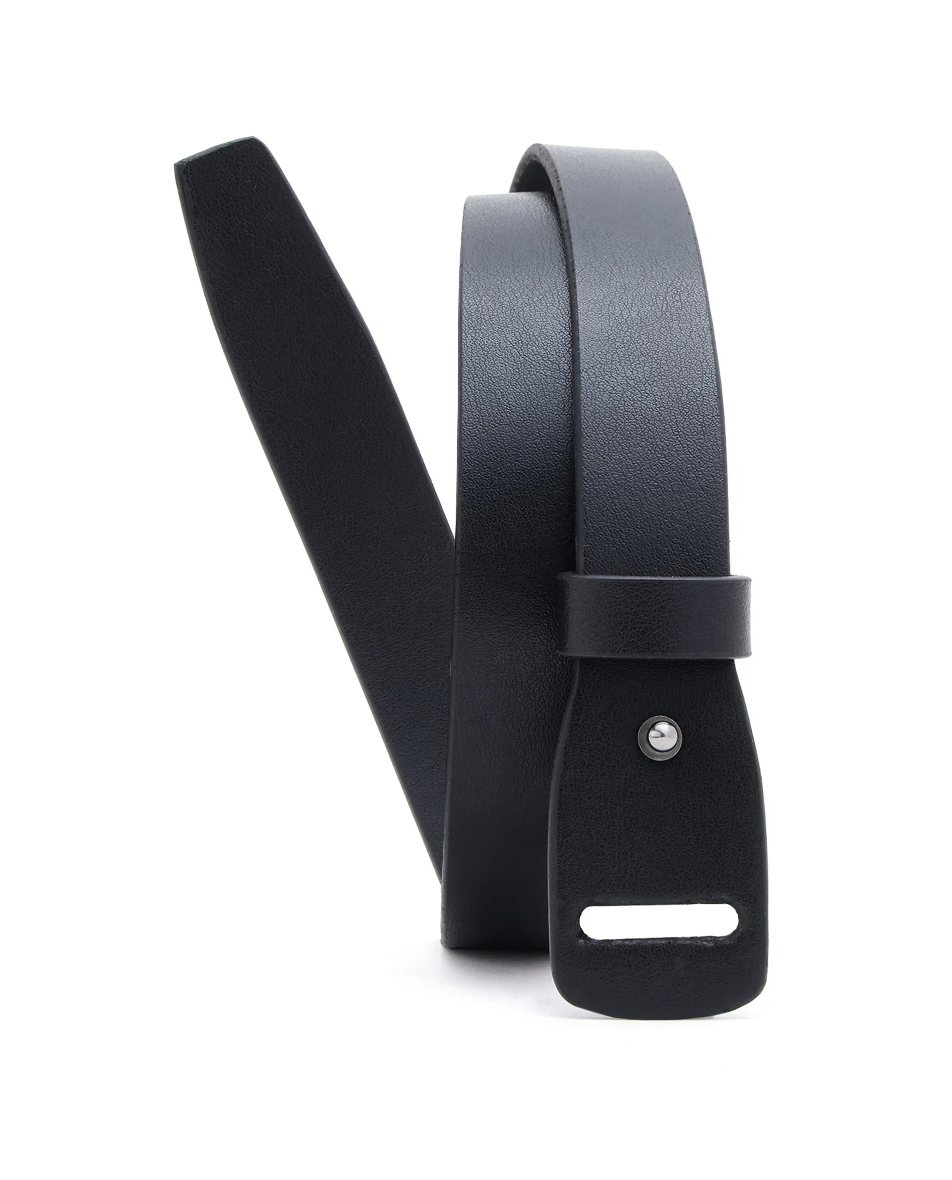 Rare Rabbit Men's Grenger Black Non-Reversible Smooth Grain Belt