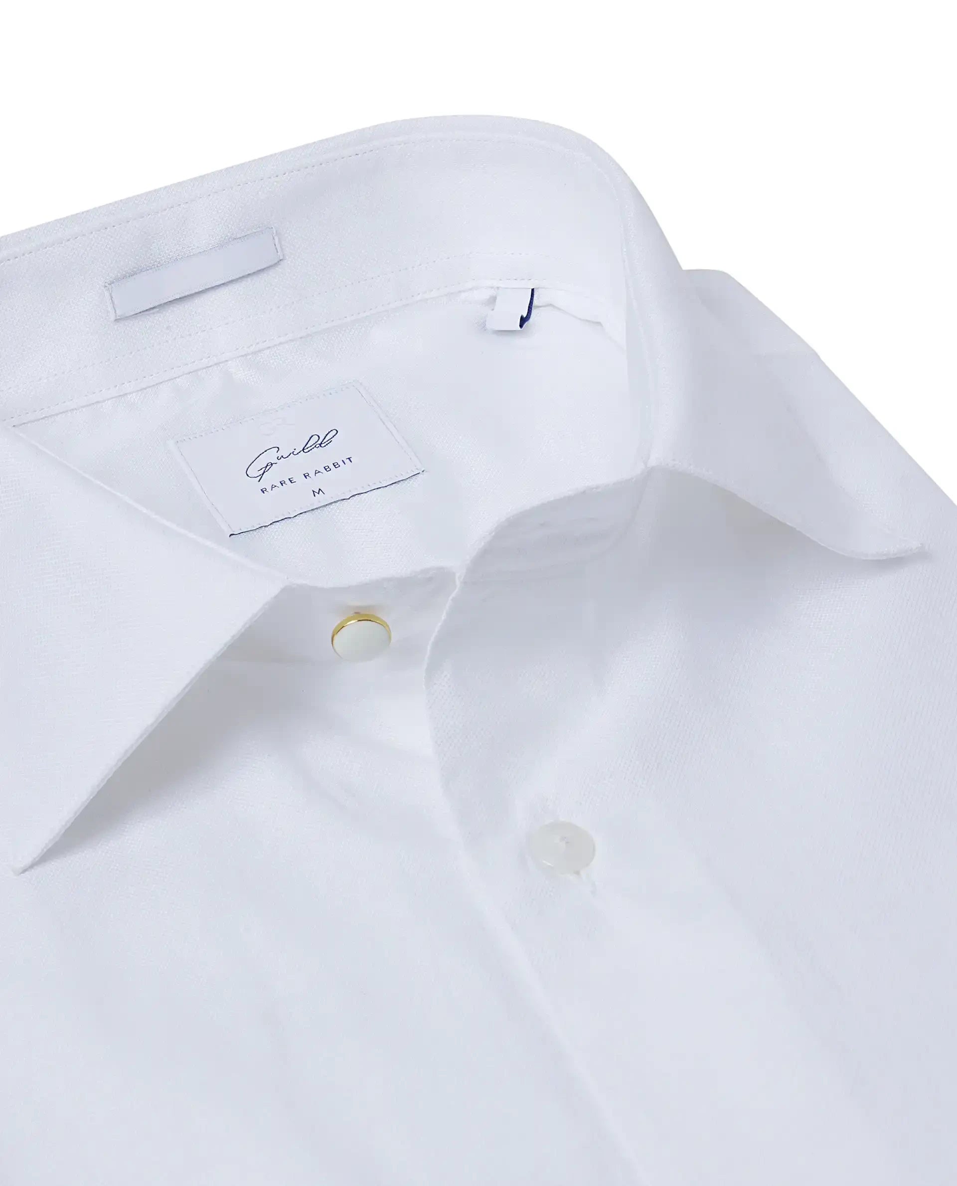 Rare Rabbit Men Nello White Cotton Fabric Full Sleeve Cufflinked Regular Fit Premium Business Solid Shirt