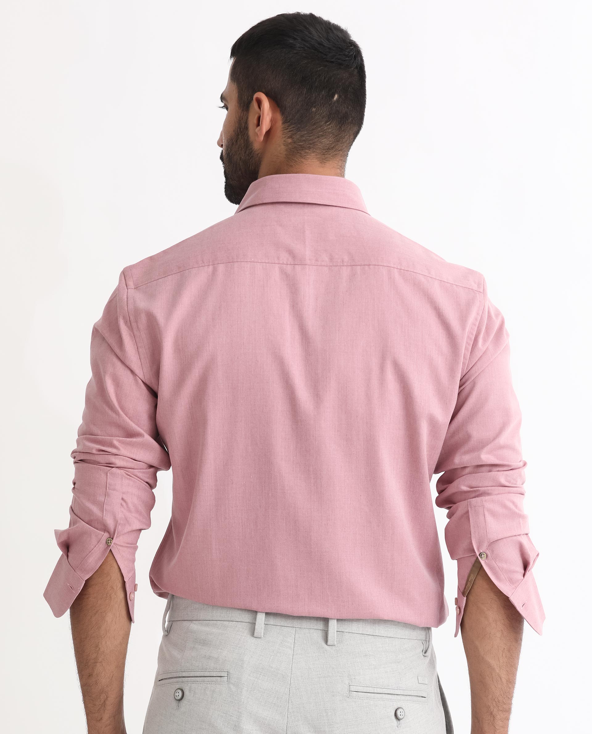 Rare Rabbit Men's Gunjan Pink Full Sleeves Solid Shirt