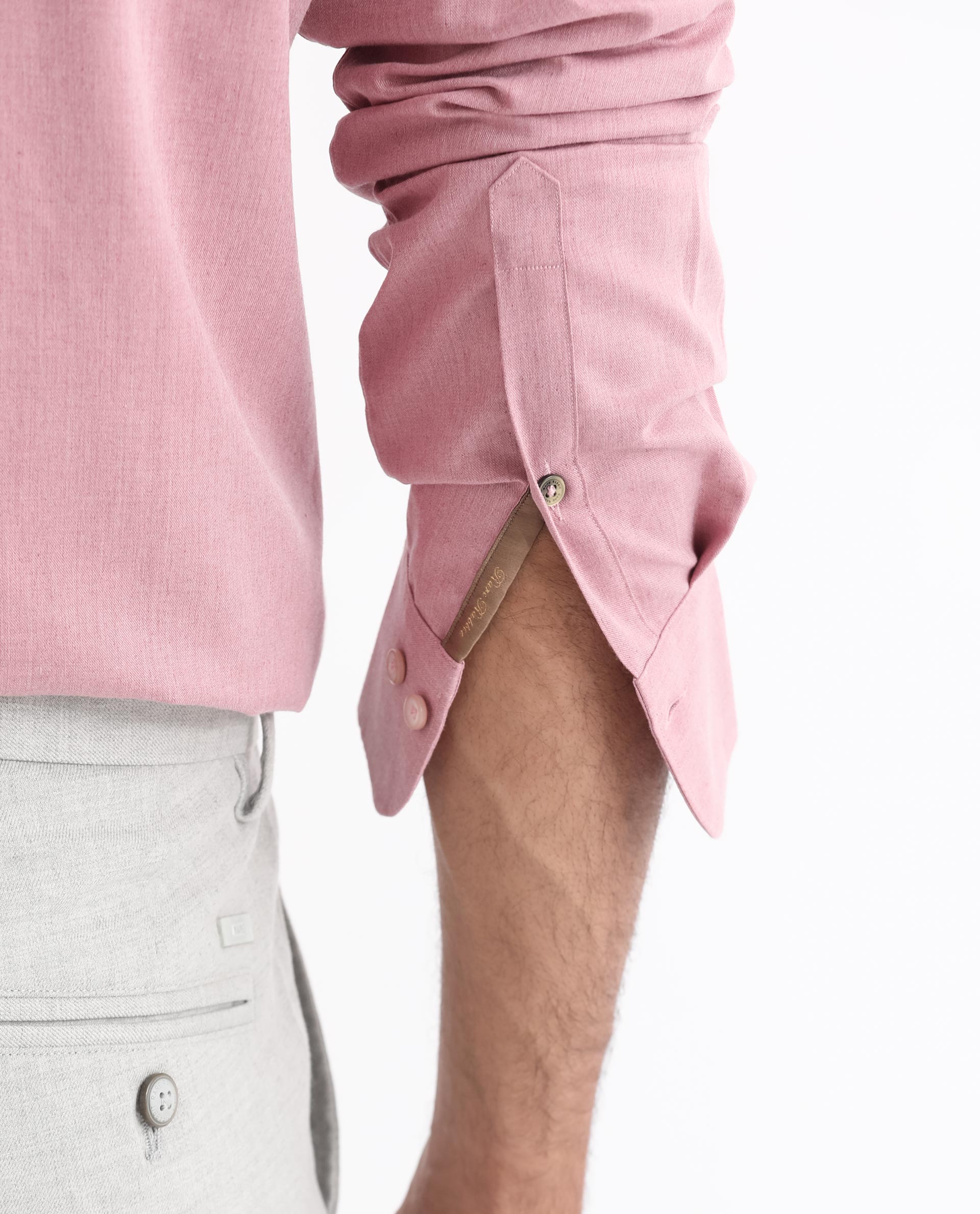 Rare Rabbit Men's Gunjan Pink Full Sleeves Solid Shirt