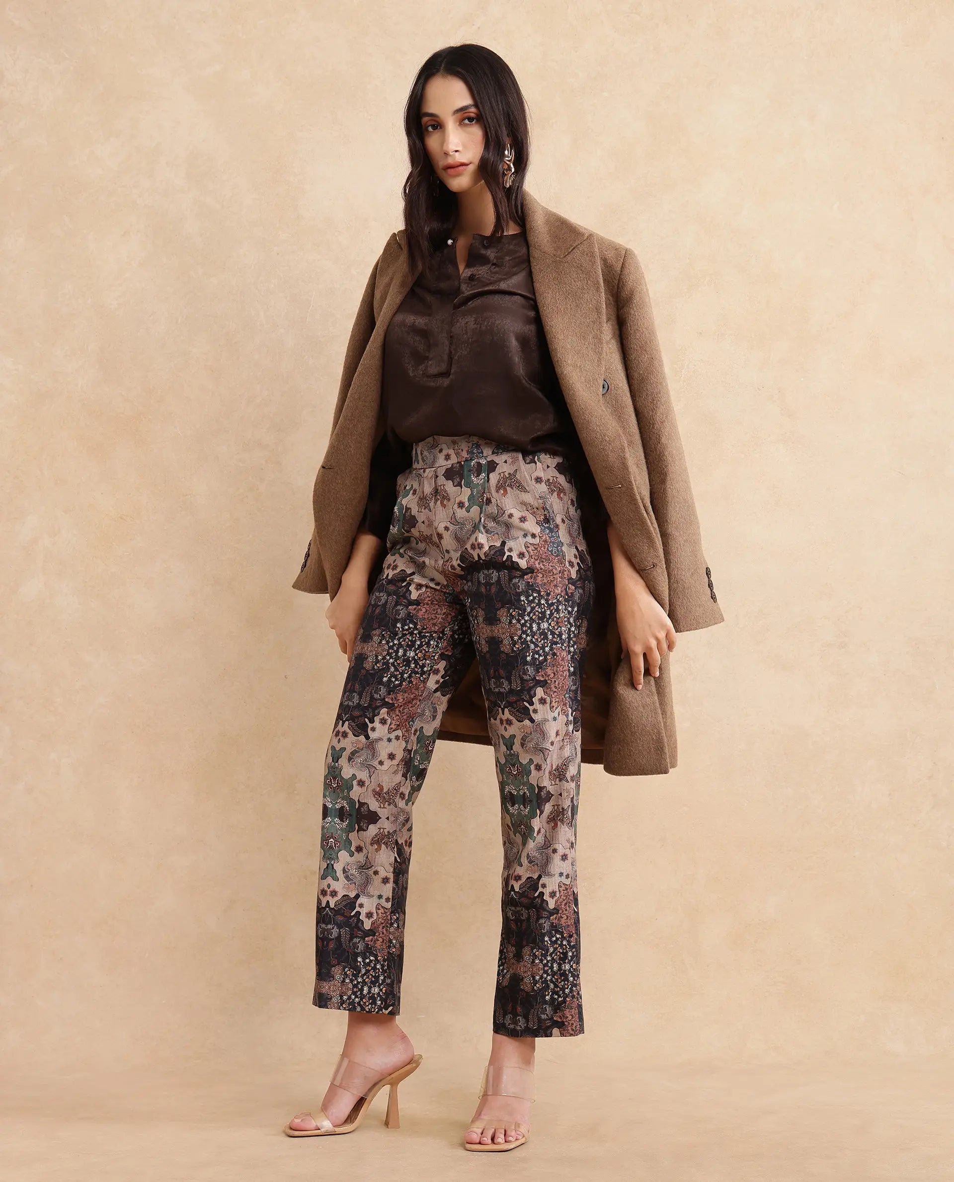 Rareism Women Rotika-B Dark Multi Trouser