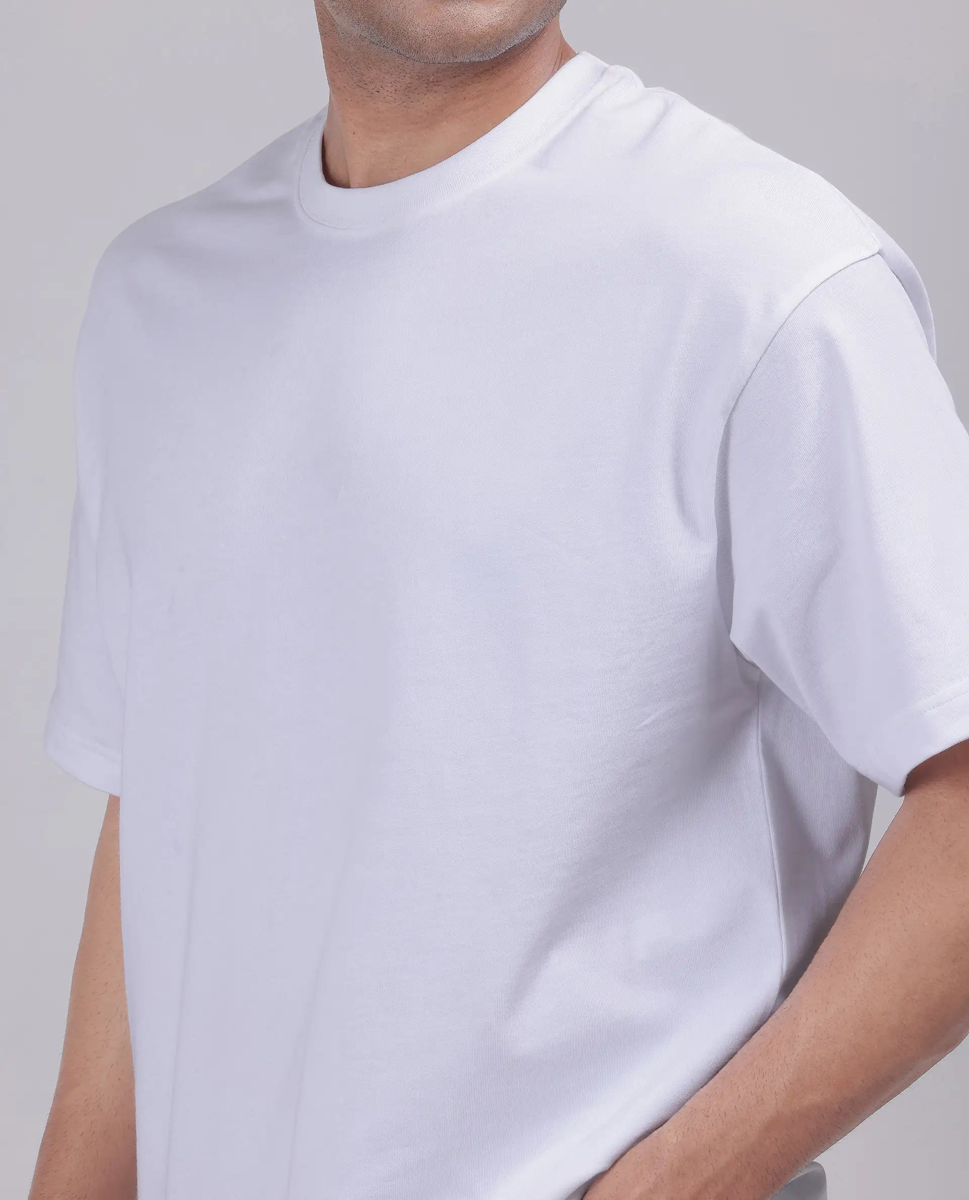 Rare Rabbit Men Haf White Cotton Fabric Short Sleeve Crew Neck Oversized Fit Graphic Paisley Print T-Shirt