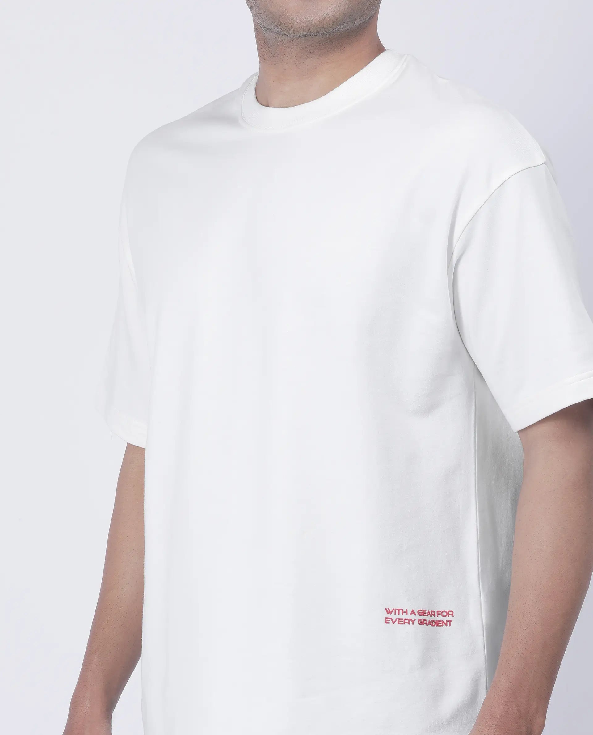 Rare Rabbit Men's Halen Off White Cotton Graphic Print Oversized Fit Half Sleeve Crew Neck T-Shirt