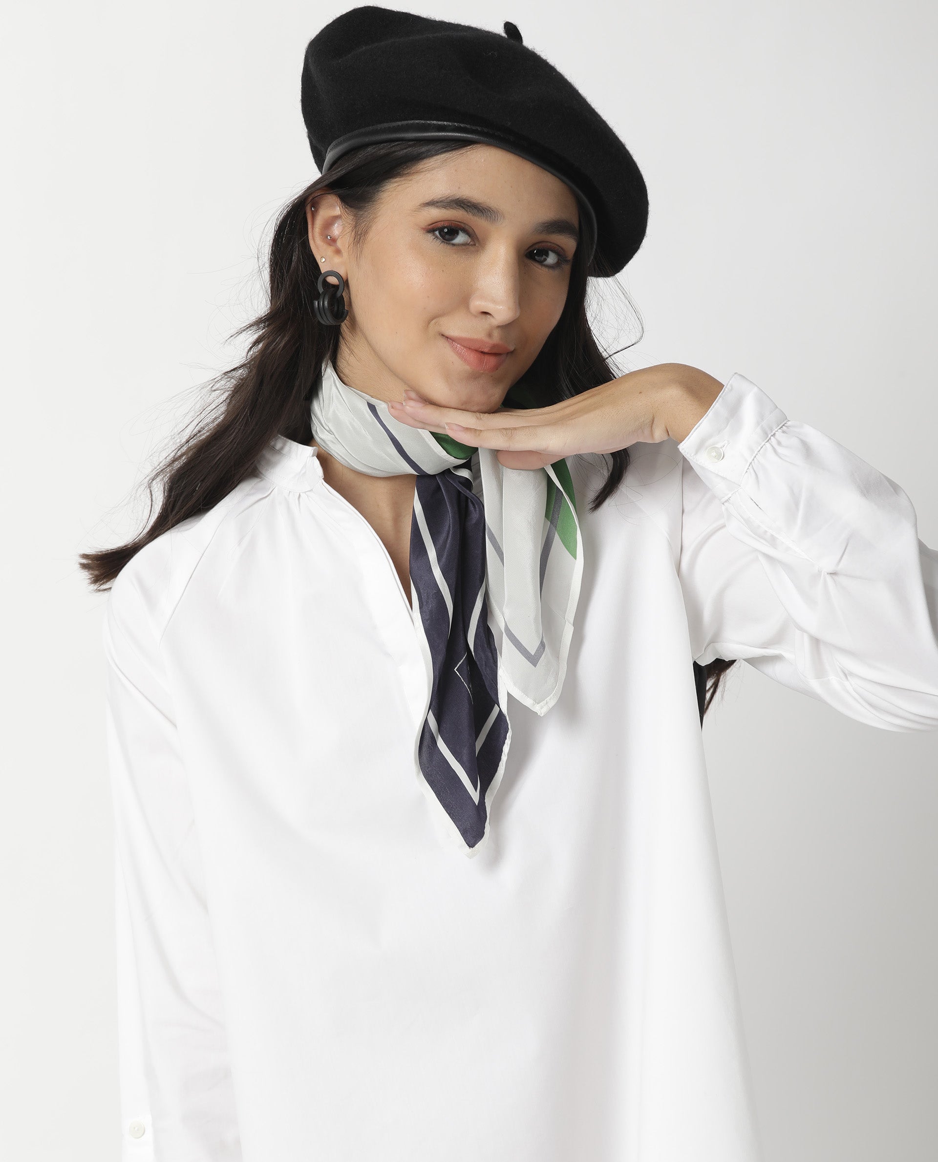 Rareism Womens Hansom Black Dress Cotton Lycra Fabric Regular Fit Mandrain Neck