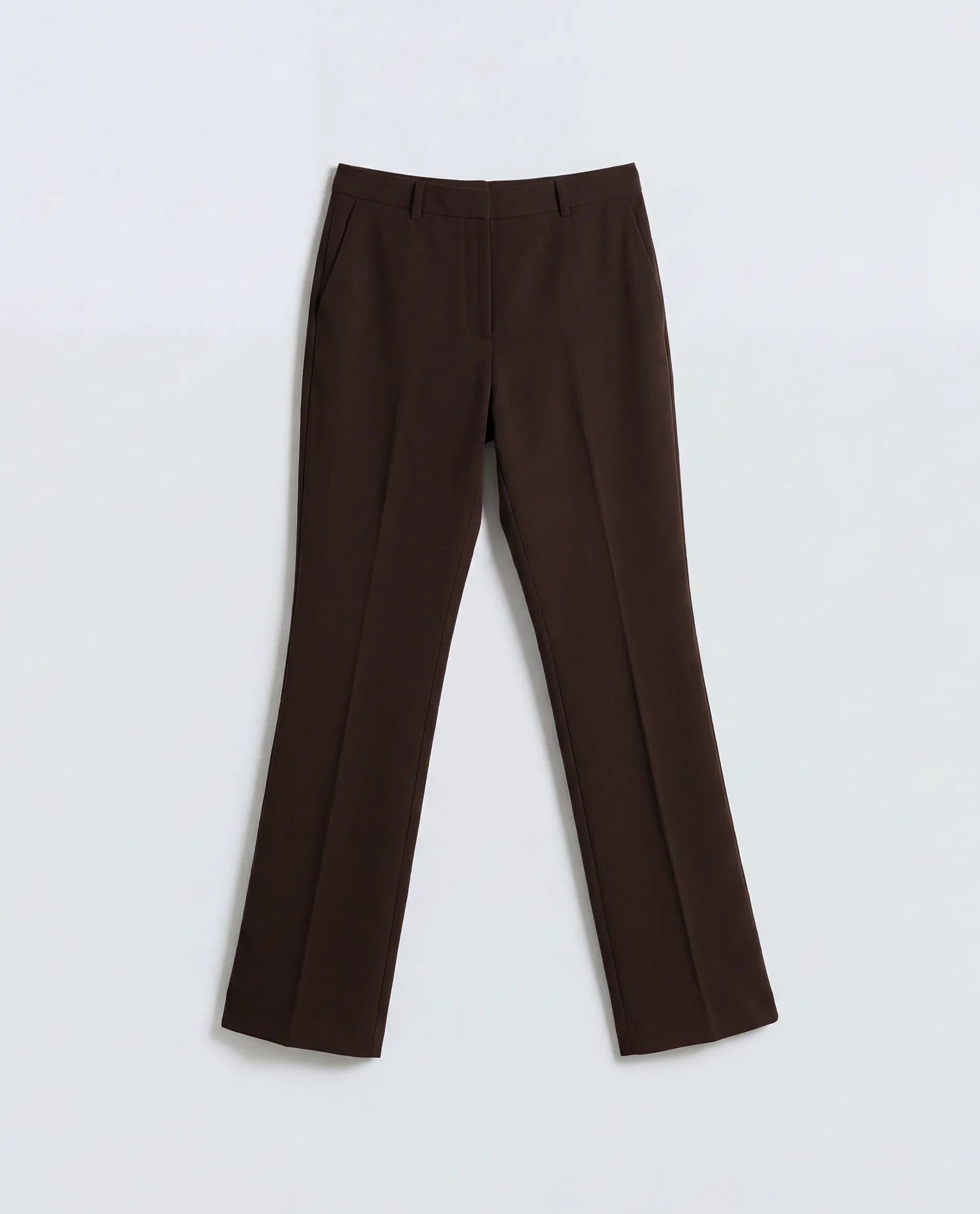 Rareism Women's Frare Brown Viscose Fabric Bootcut Plain Trouser