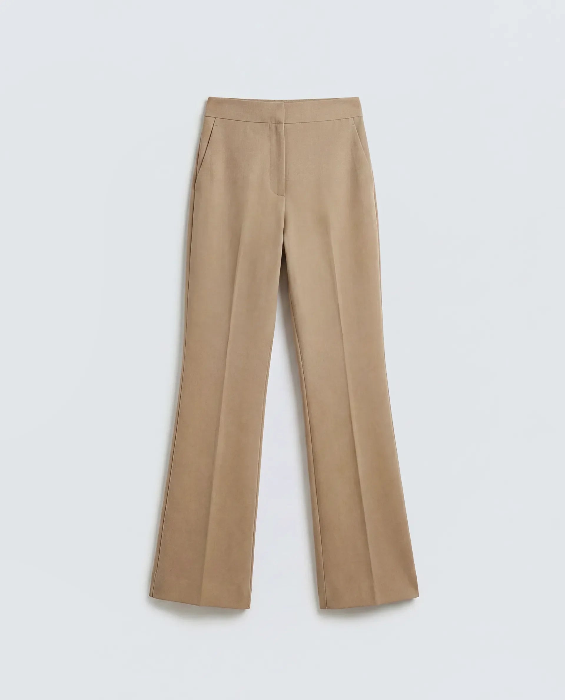 Rareism Women's Frare Khaki Viscose Bootcut Plain Trouser