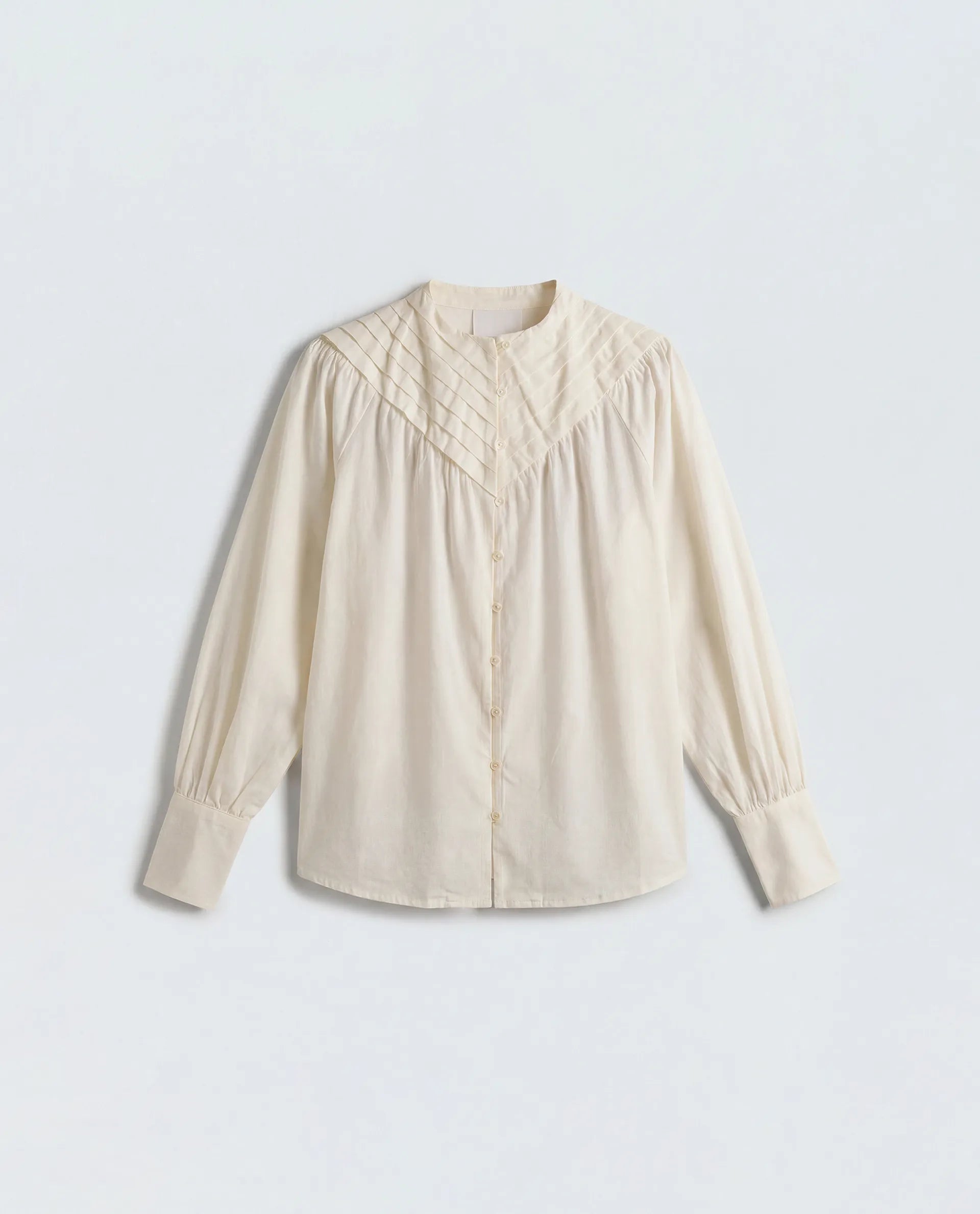 Rareism Women's Hilm Primary Beige Cotton Full Sleeve Crew Neck Regular Fit Top