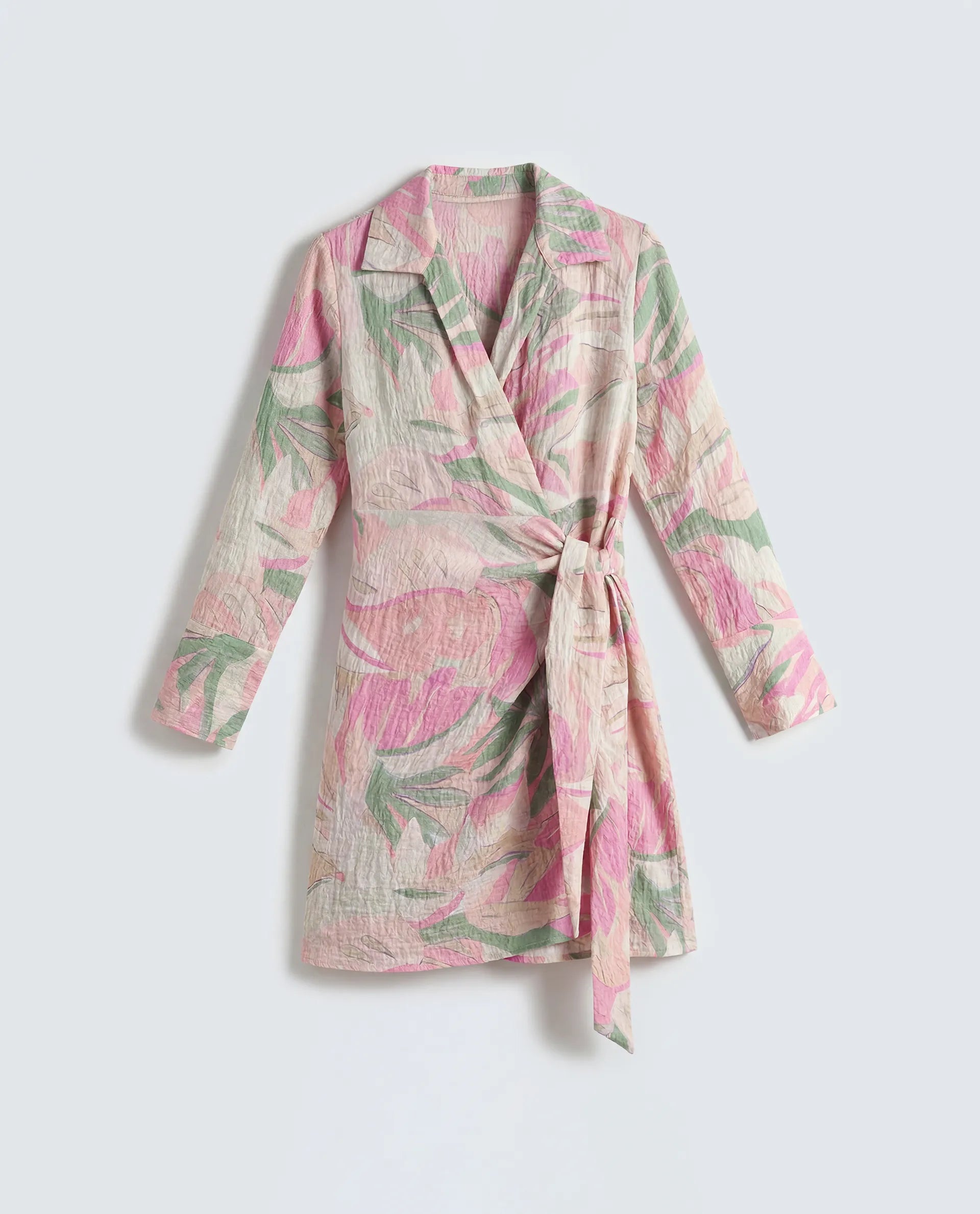 Rareism Women's Hiro Multi Viscose Blend Johnny Collar Wrap Abstract Print Dress