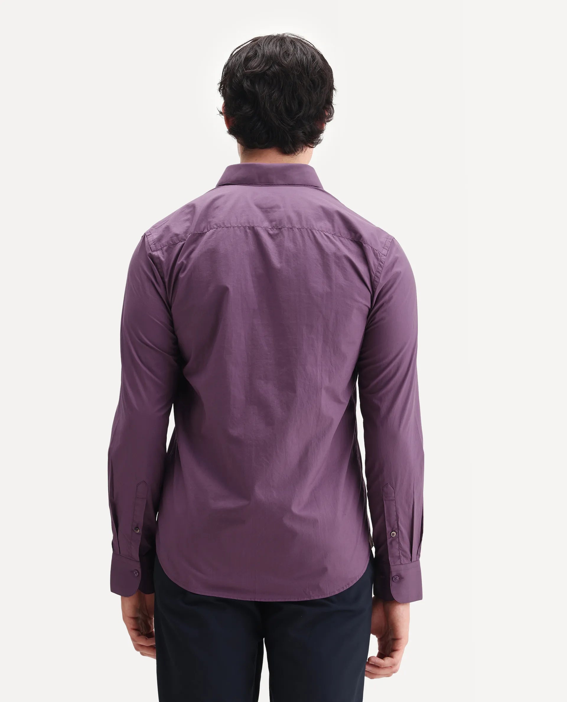 Rare Rabbit Men's Harmin Dusky Purple Cotton Embroidered Regular Fit Full Sleeve Collared Shirt