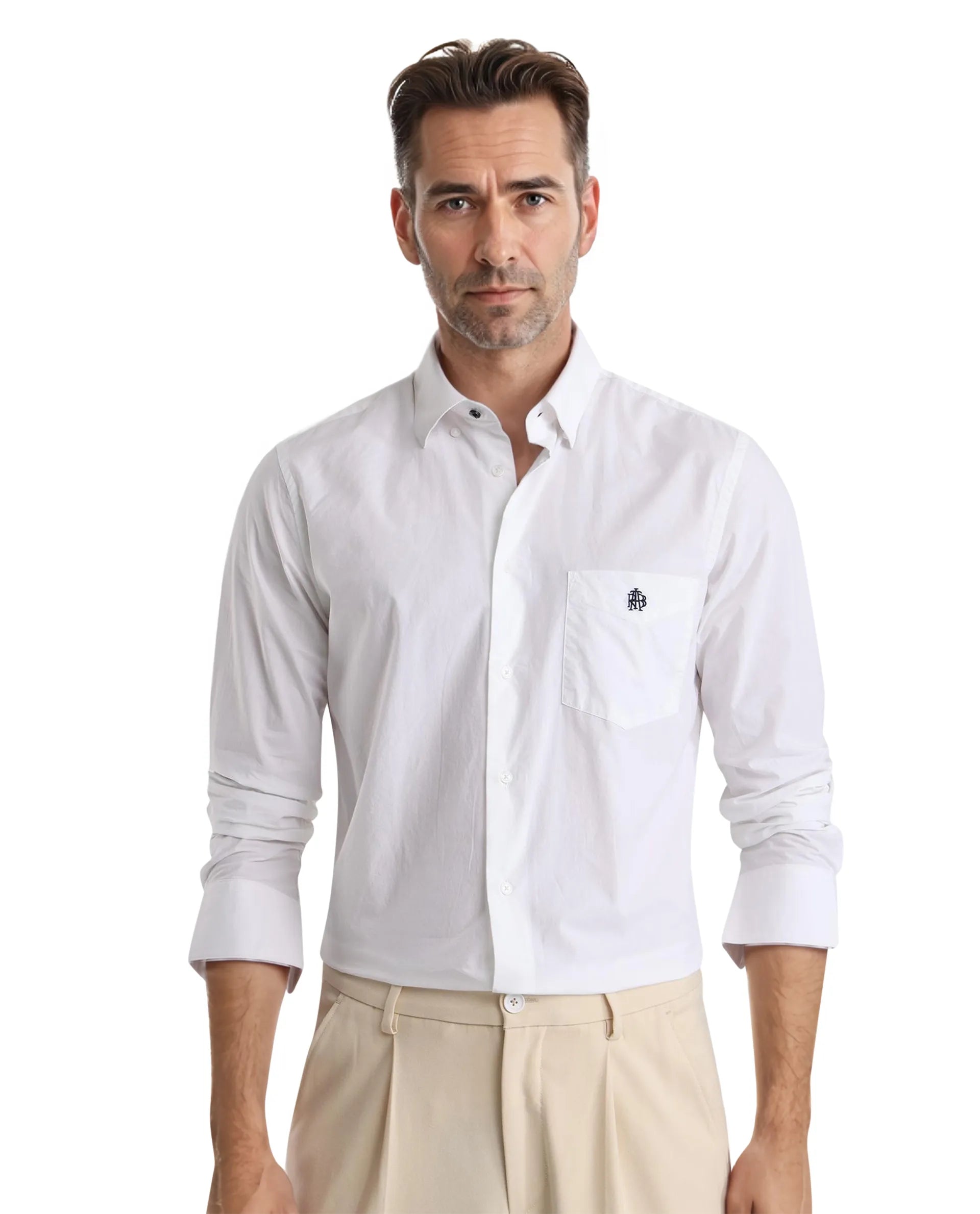 Rare Rabbit Men Harmin White Full Sleeve Collared Neck Button Closure Regular Fit Plain Shirt