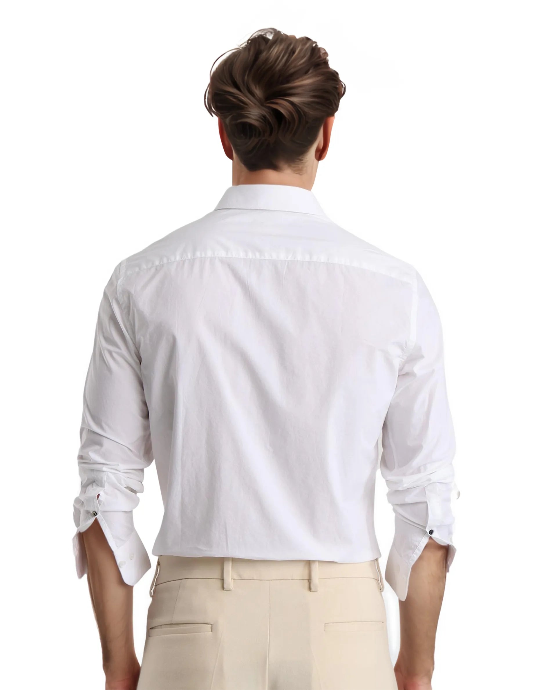 Rare Rabbit Men Harmin White Full Sleeve Collared Neck Button Closure Regular Fit Plain Shirt