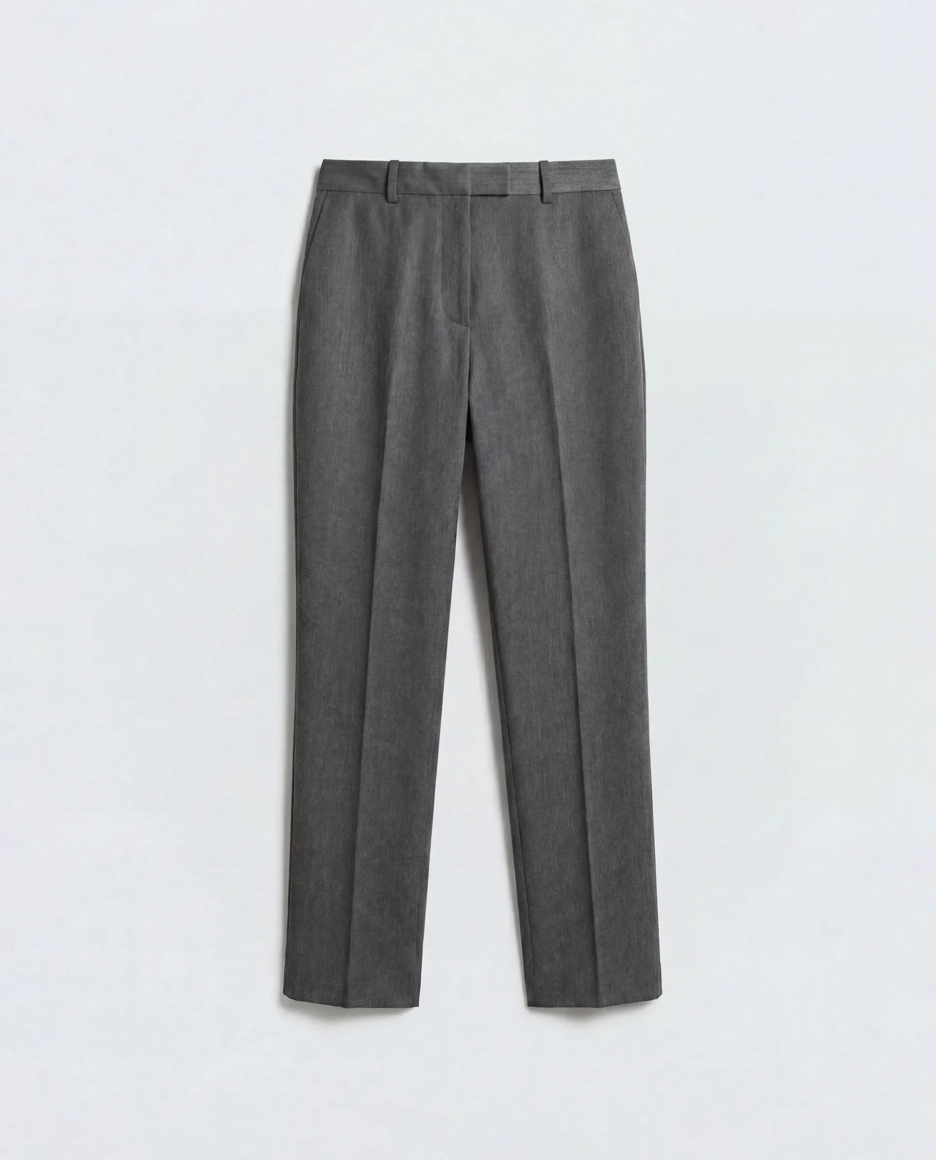 Rareism Women's Paper Grey Viscose Blend Fabric Tapered Plain Trouser