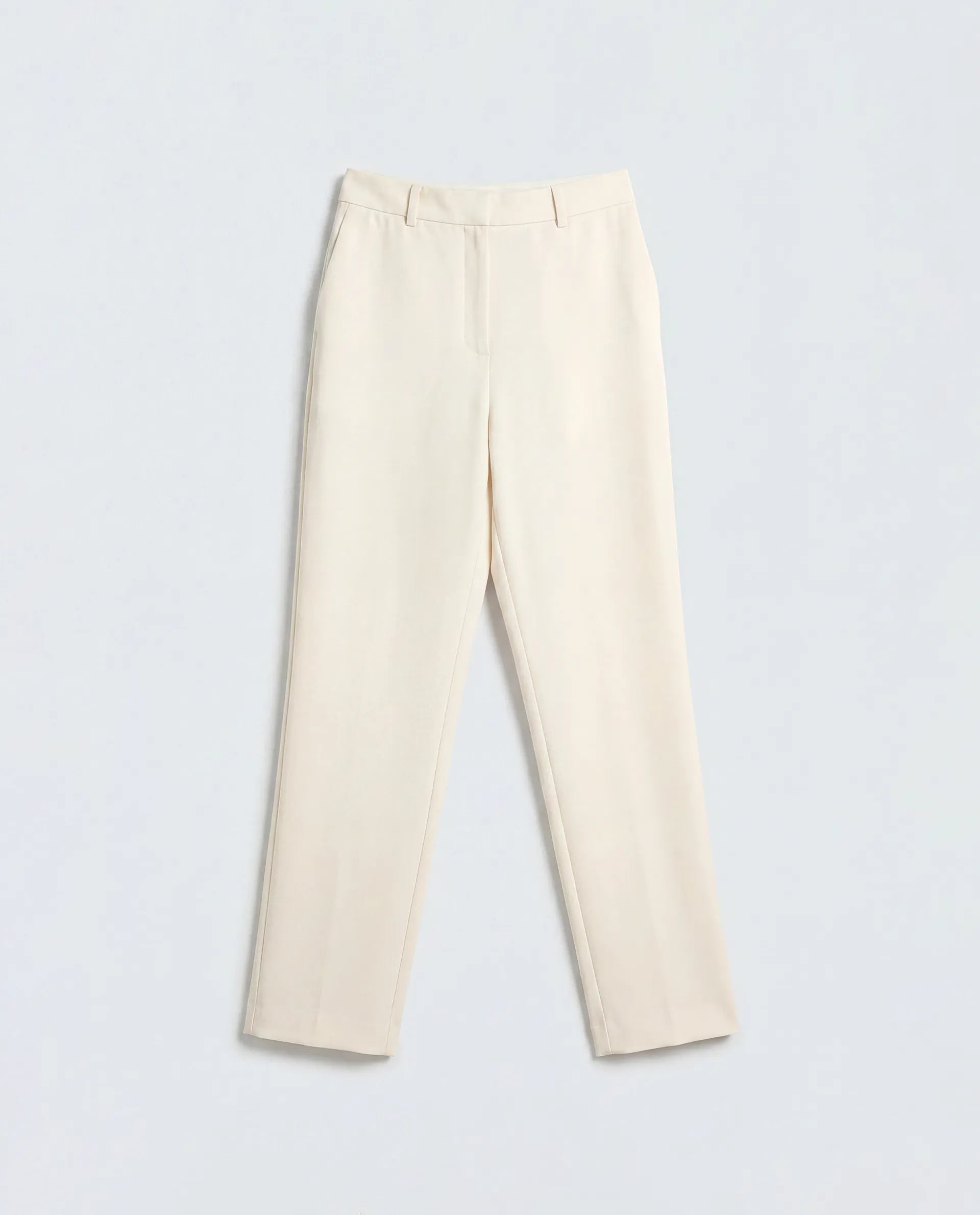Rareism Women's Paper Off White Viscose Blend Tapered Plain Trouser