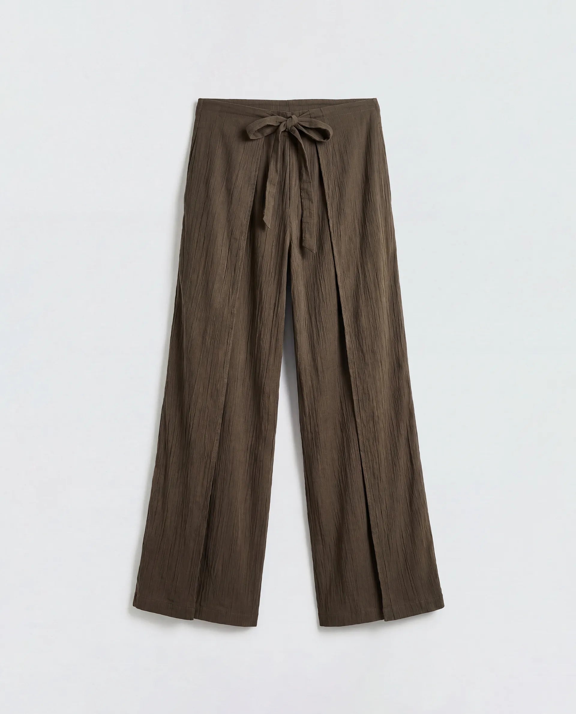 Rareism Women's Ronuzy Olive Cotton Wrap Plain Trouser