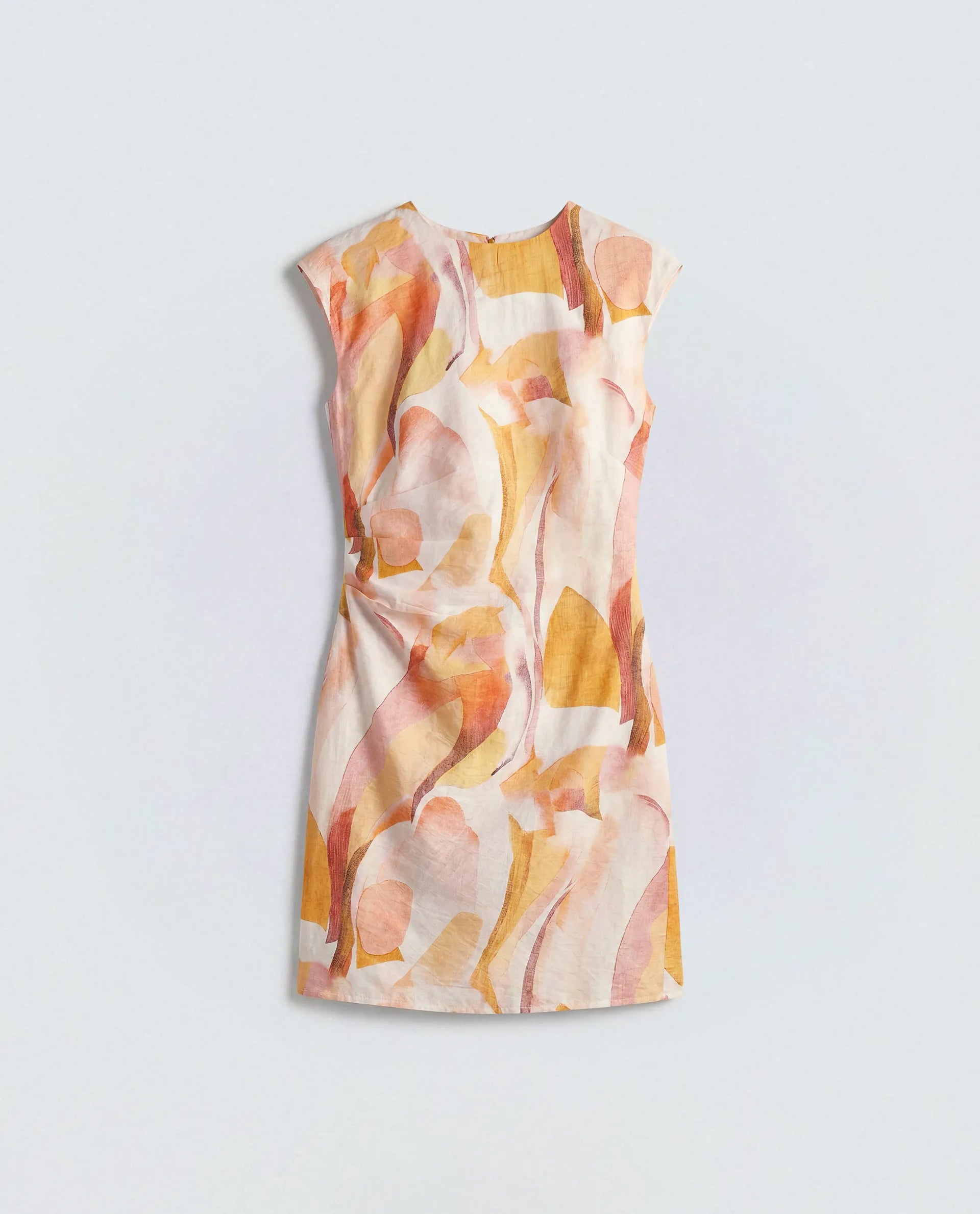 Rareism Women's Ruca Multi Viscose Blend Crew Neck Fitted Printed Dress