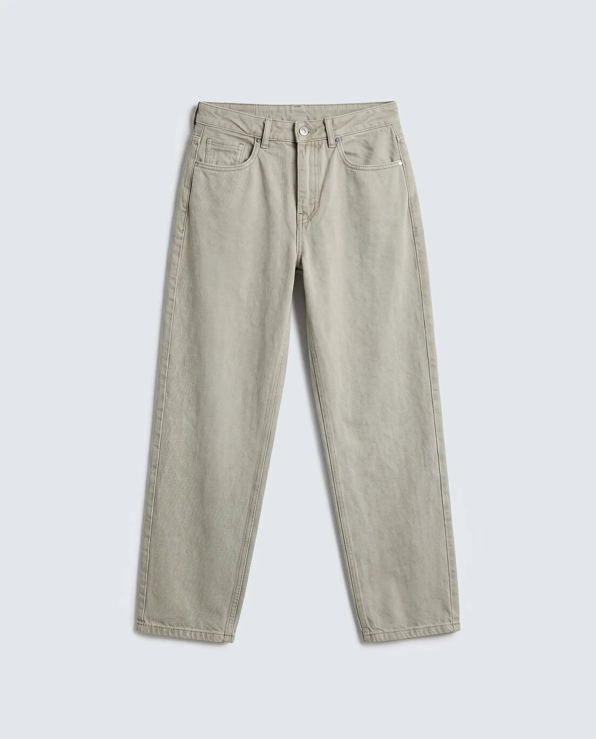 Rareism Women's Talbo Olive Cotton Plain Tall Barrel Fit Jeans