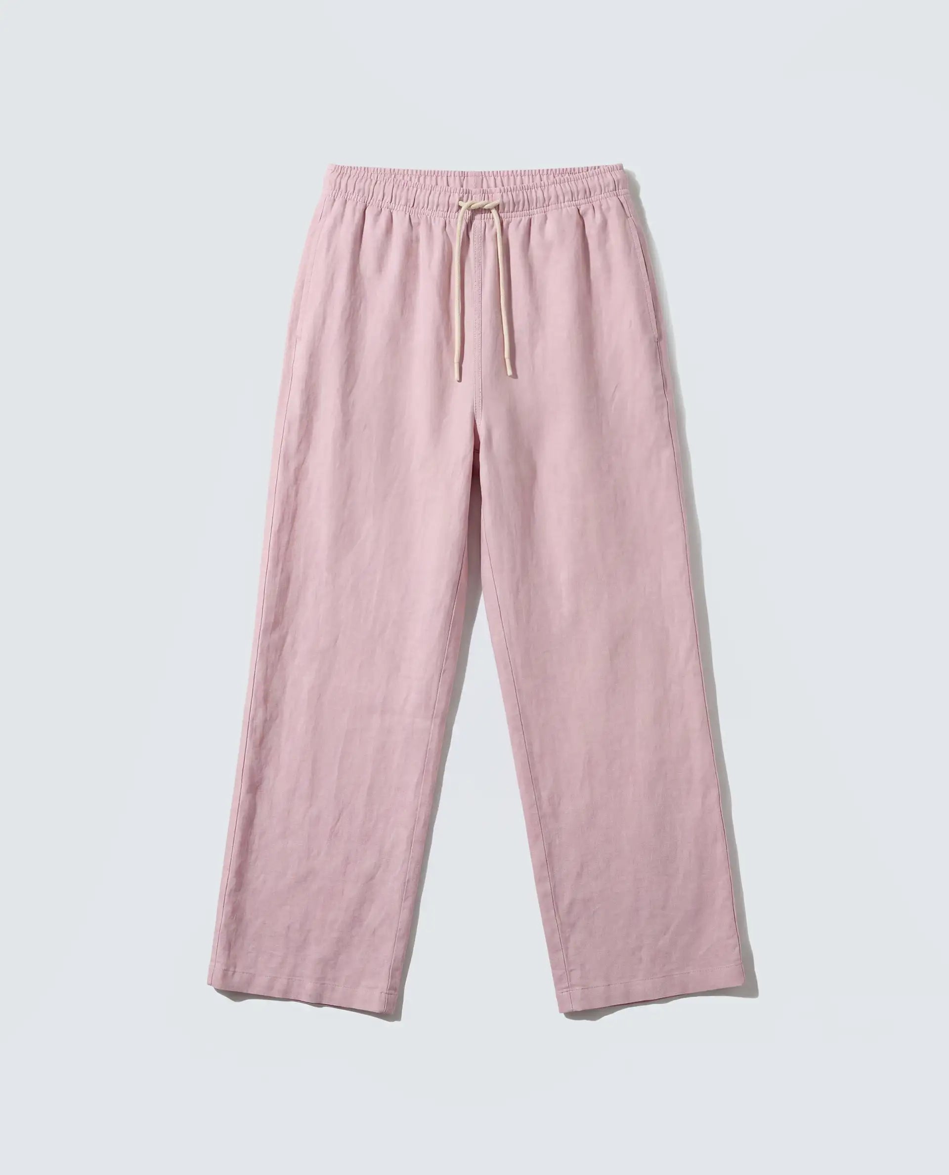 Rareism Women's Uniq Dusky Pink Linen Blend Fabric Straight Plain Trouser