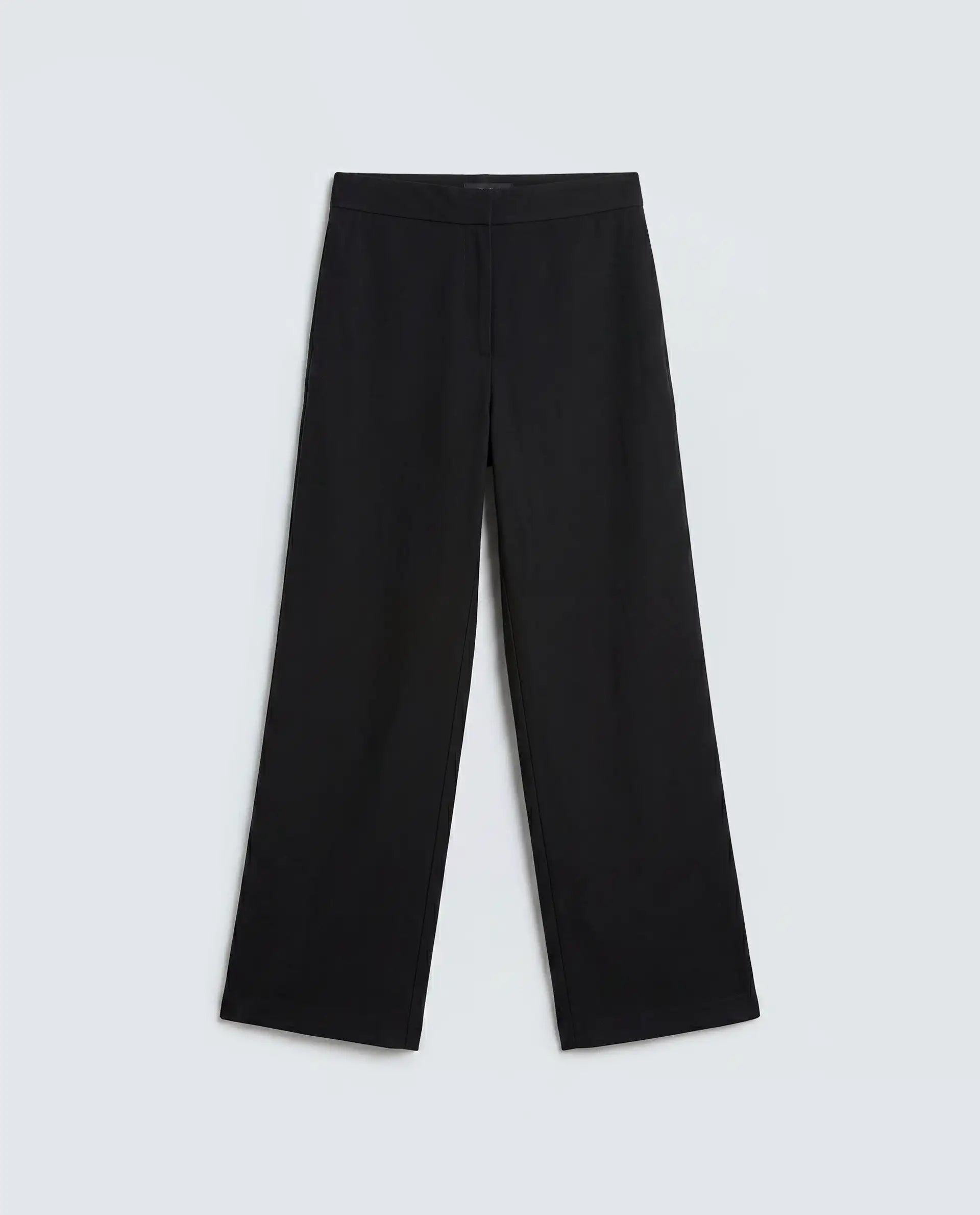 Rareism Women's Uniq Light Black Linen Blend Straight Plain Trouser