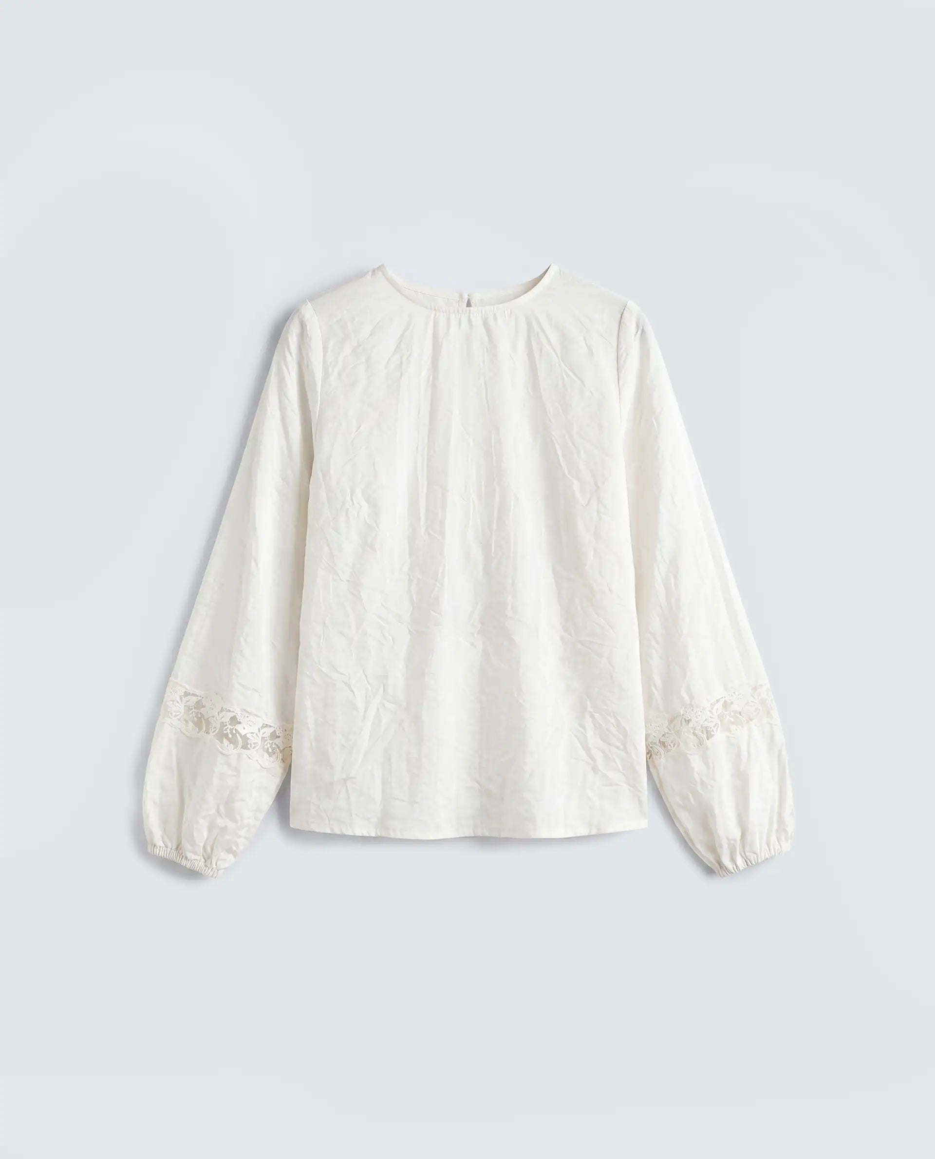 Rareism Women's Vaeli Off White Viscose Blend Full Sleeve Relaxed Fit Plain Top