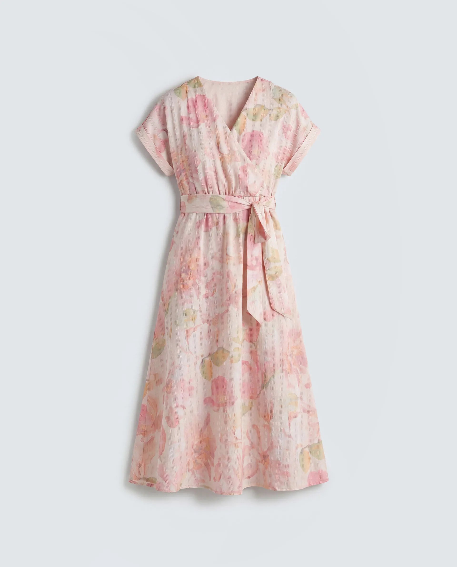 Rareism Women's Valno Light Multi Polyester Fabric Over Lap Flared Floral Print Dress