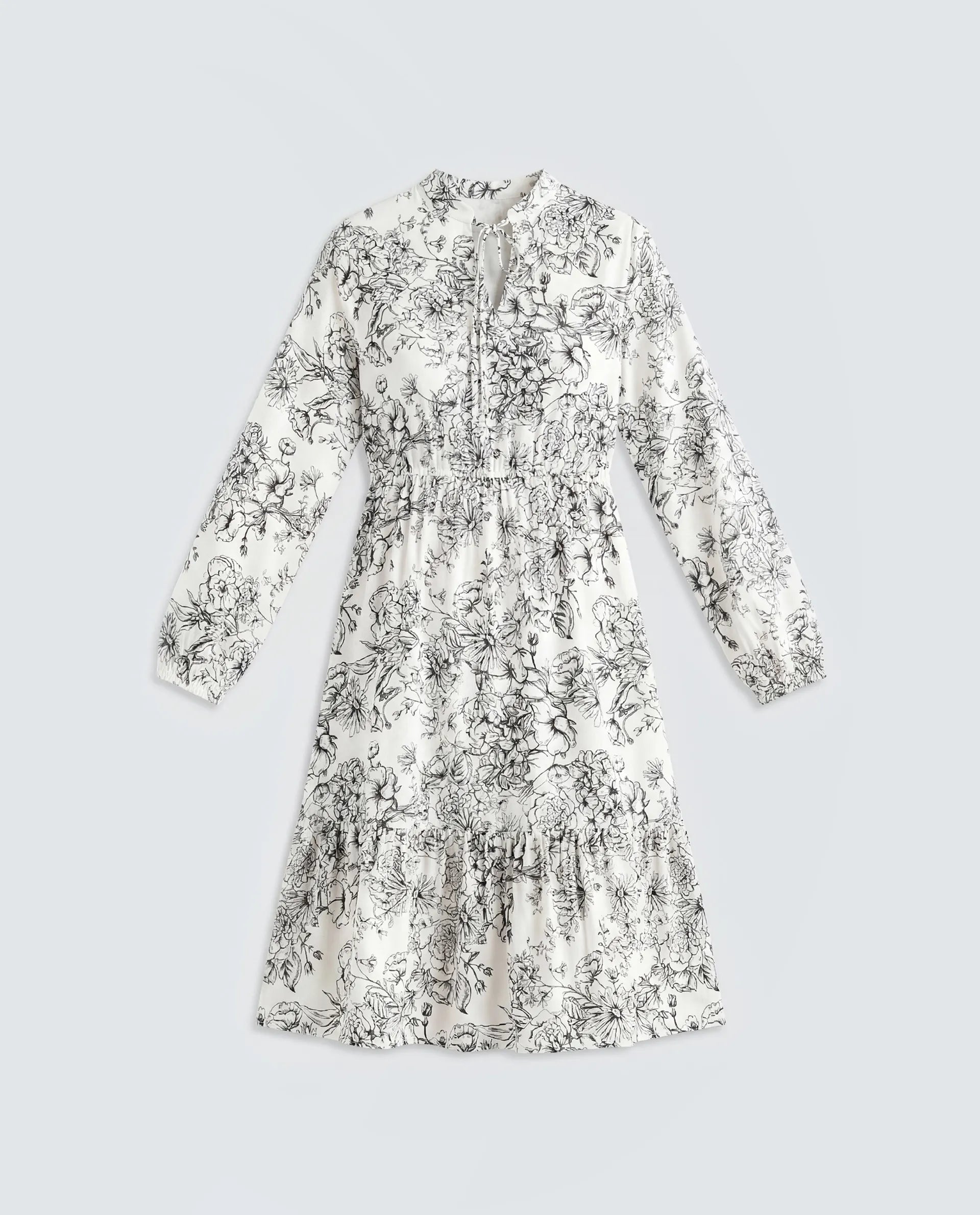 Rareism Women's Veden White Viscose Full Sleeve Flared Floral Print Dress
