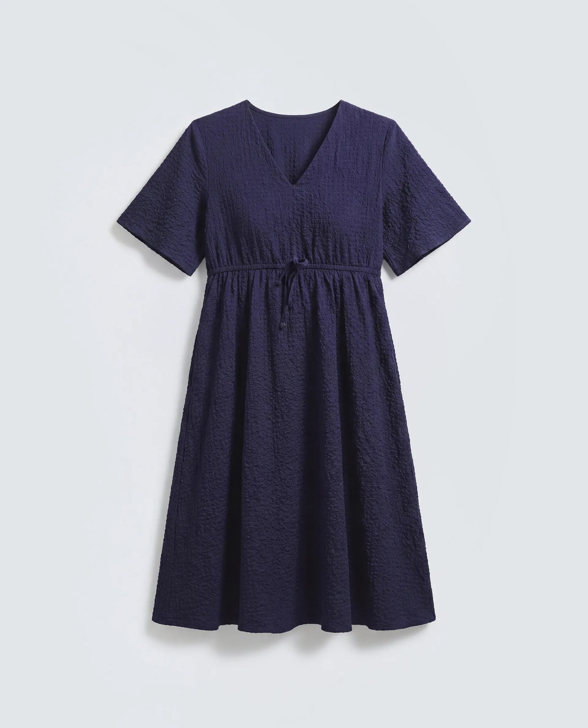 Rareism Women's Vondien Navy Polyester V-Neck Flared Plain Dress