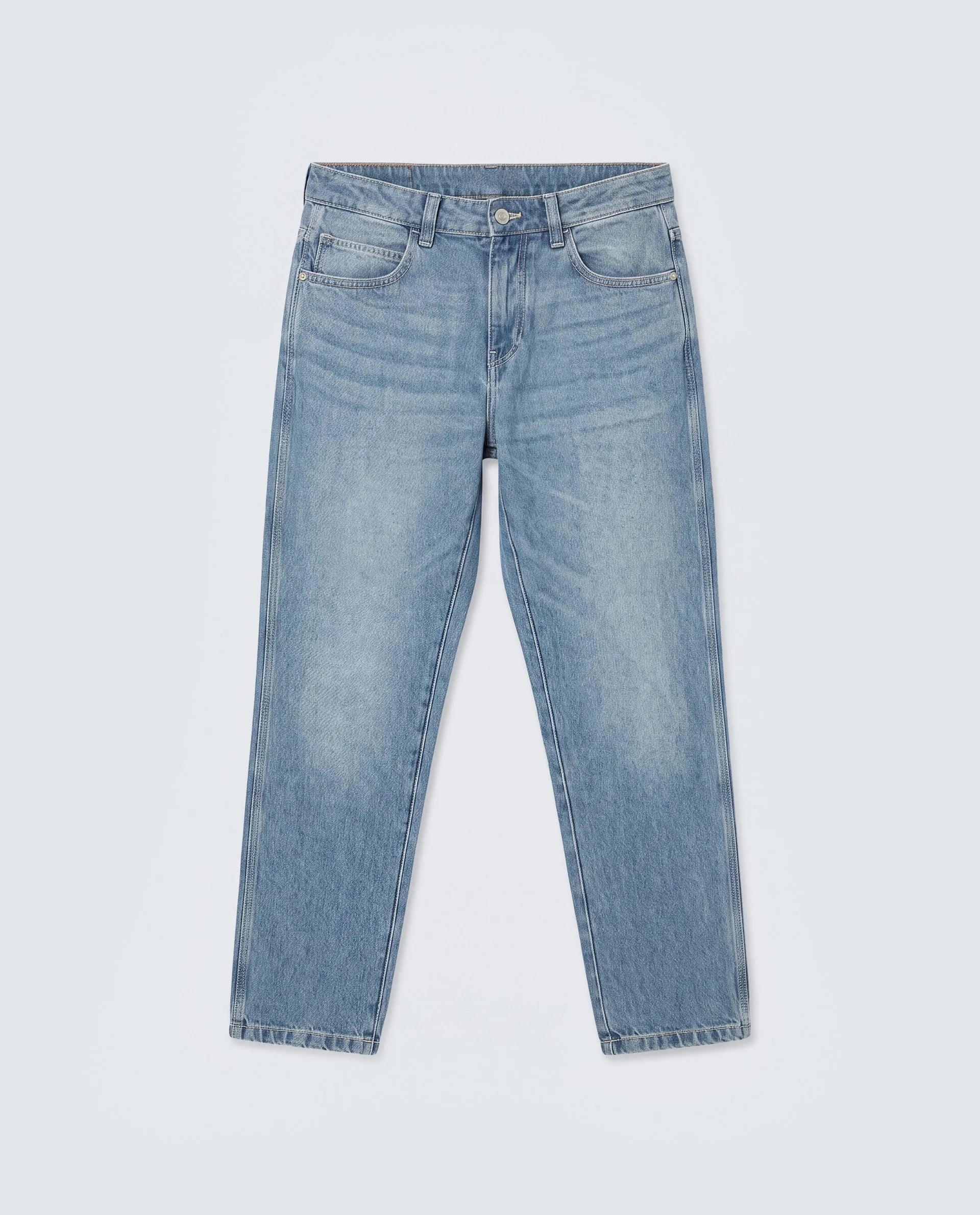 Rare Rabbit Men's Denis K Blue Cotton Blend Fabric Kurt Carrot Fit Plain Jeans