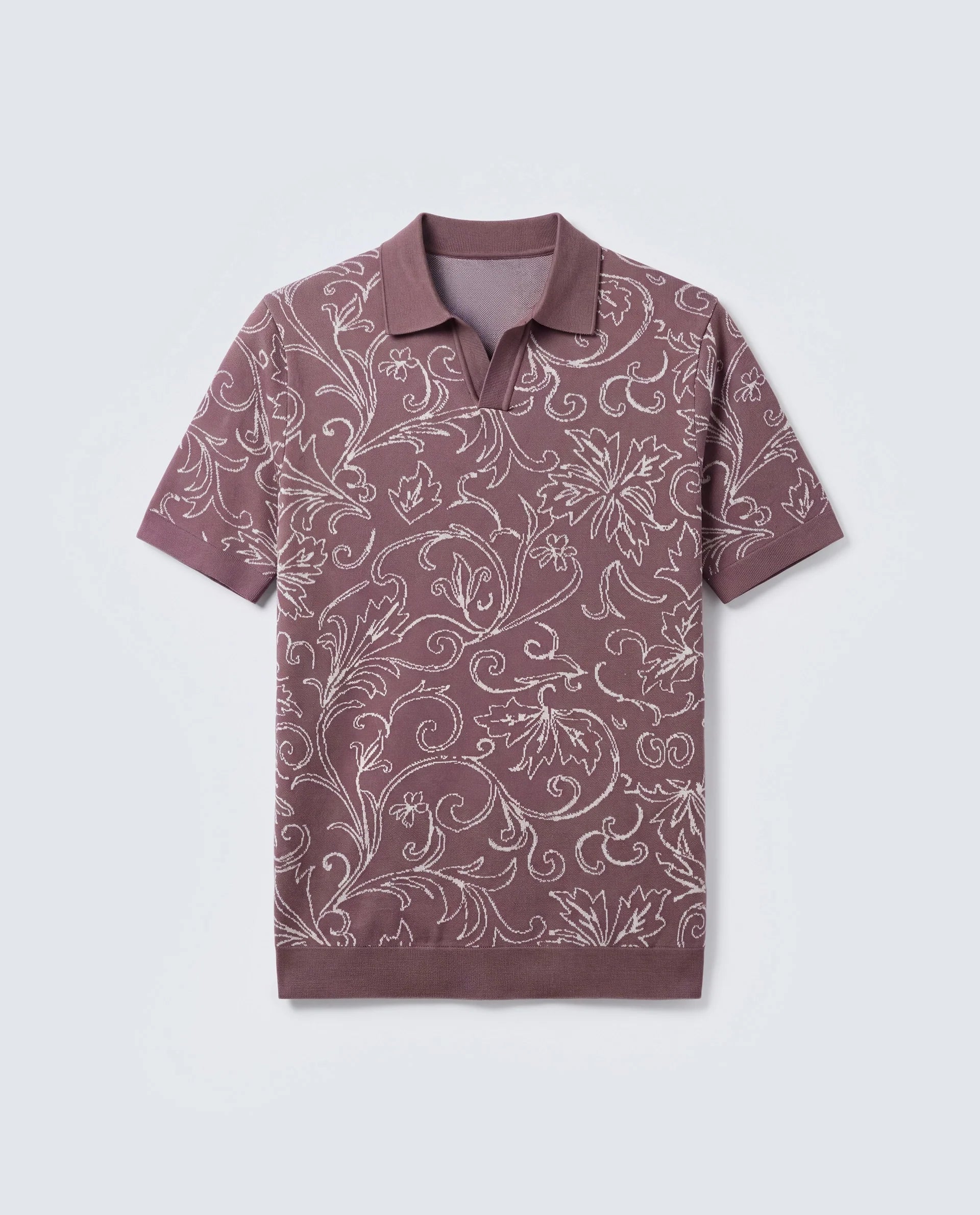 Rare Rabbit Men's Etao Brown Cotton Blend Jonny Collar Regular Jacquard Polo