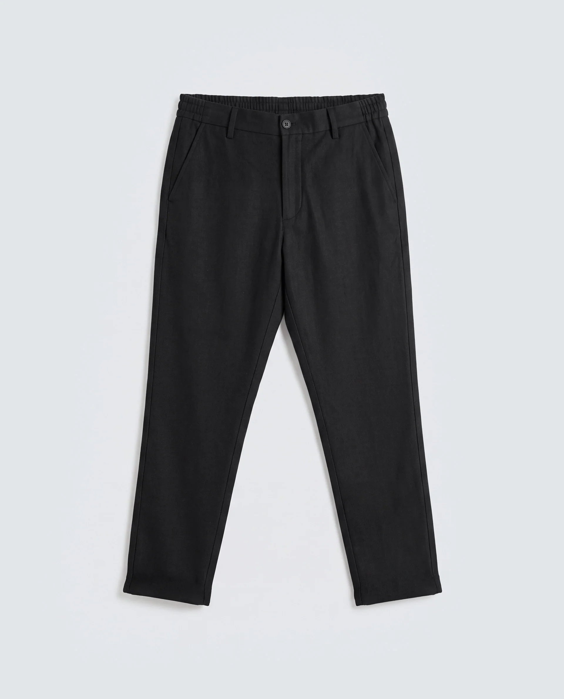 Rare Rabbit Men's Jomo-Ss26 Black Linen Blend Fabric Regular Fit Plain Trouser