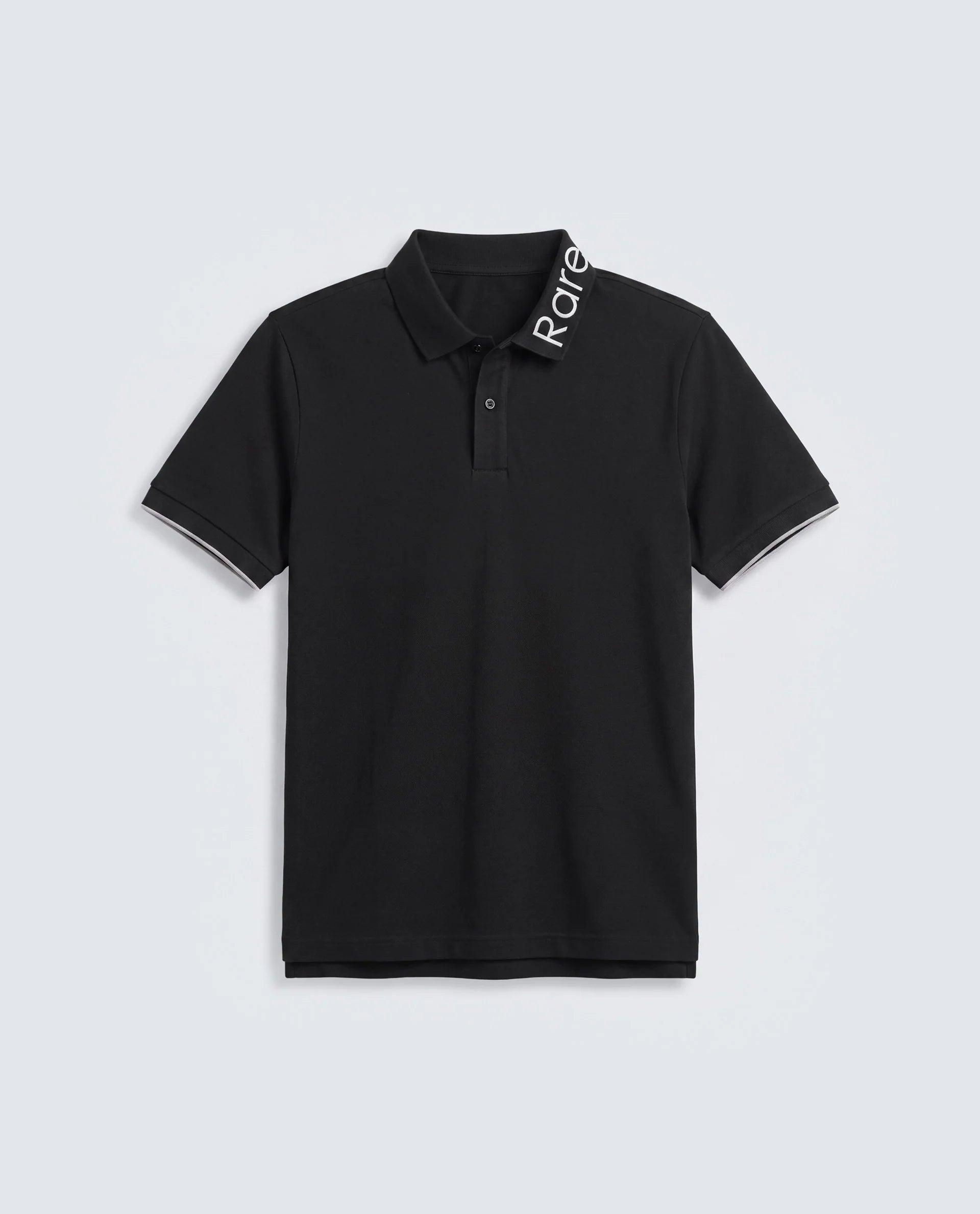 Rare Rabbit Men's Limo-S26 Black Cotton Blend Fabric Half Sleeve Spread Collar Regular Fit Plain Polo