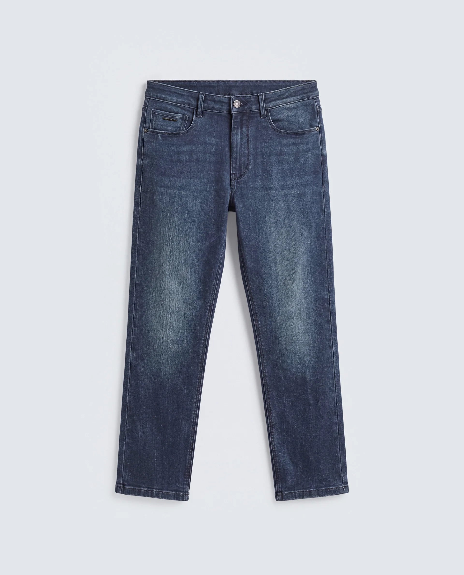 Rare Rabbit Men's Rilo M Dark Blue Cotton Blend Fabric Morris Regular Plain Jeans