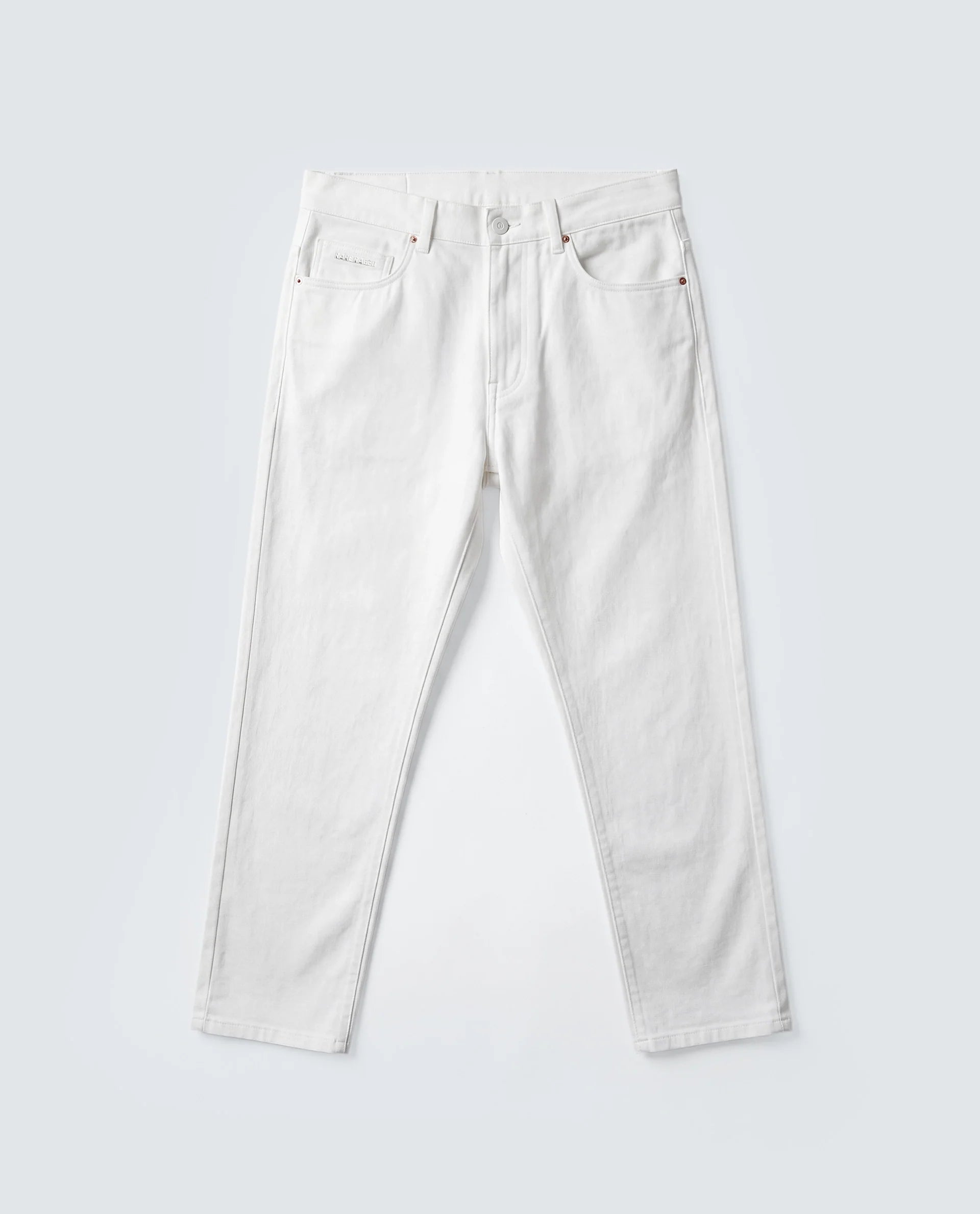 Rare Rabbit Men's Spoke-Ss26 White Cotton Blend Fabric Regular Fit Plain Trouser