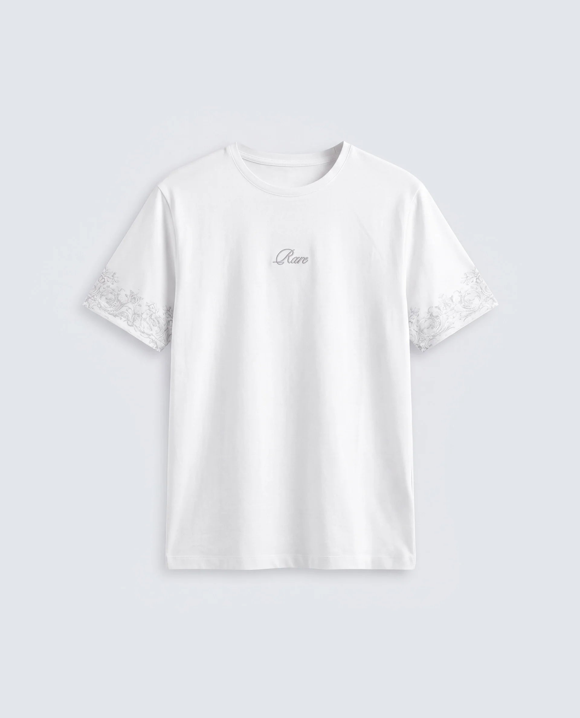 Rare Rabbit Men's True White Cotton Crew Neck Regular Fit Graphic Print T-Shirt