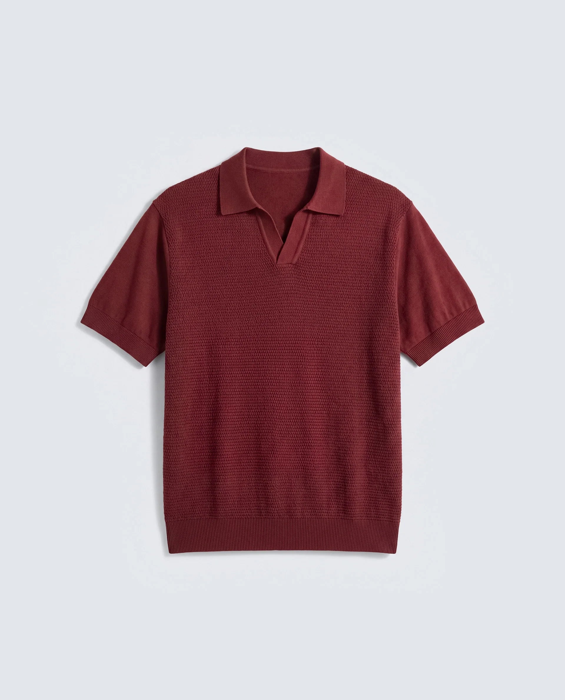 Rare Rabbit Men's Zegot Primary Red Cotton Johnny Collar Regular Textured Polo
