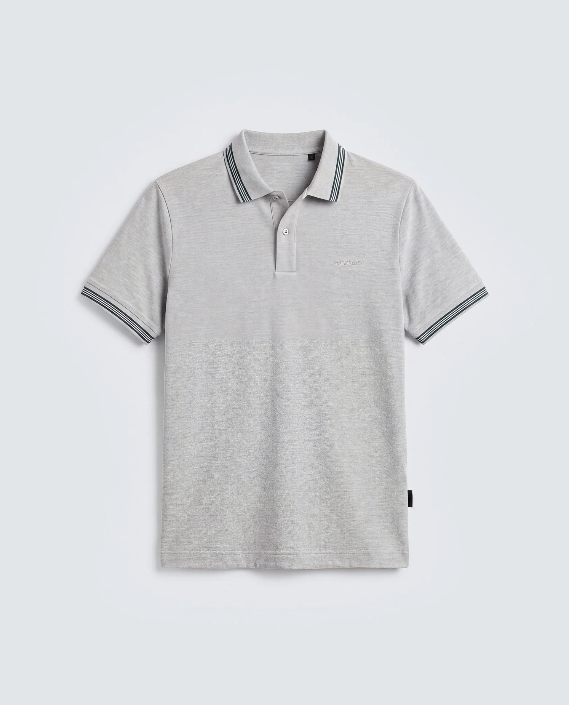 Rare Rabbit Men's Zena Light Grey Cotton Blend Fabric Half Sleeve Spread Collar Regular Fit Plain Polo