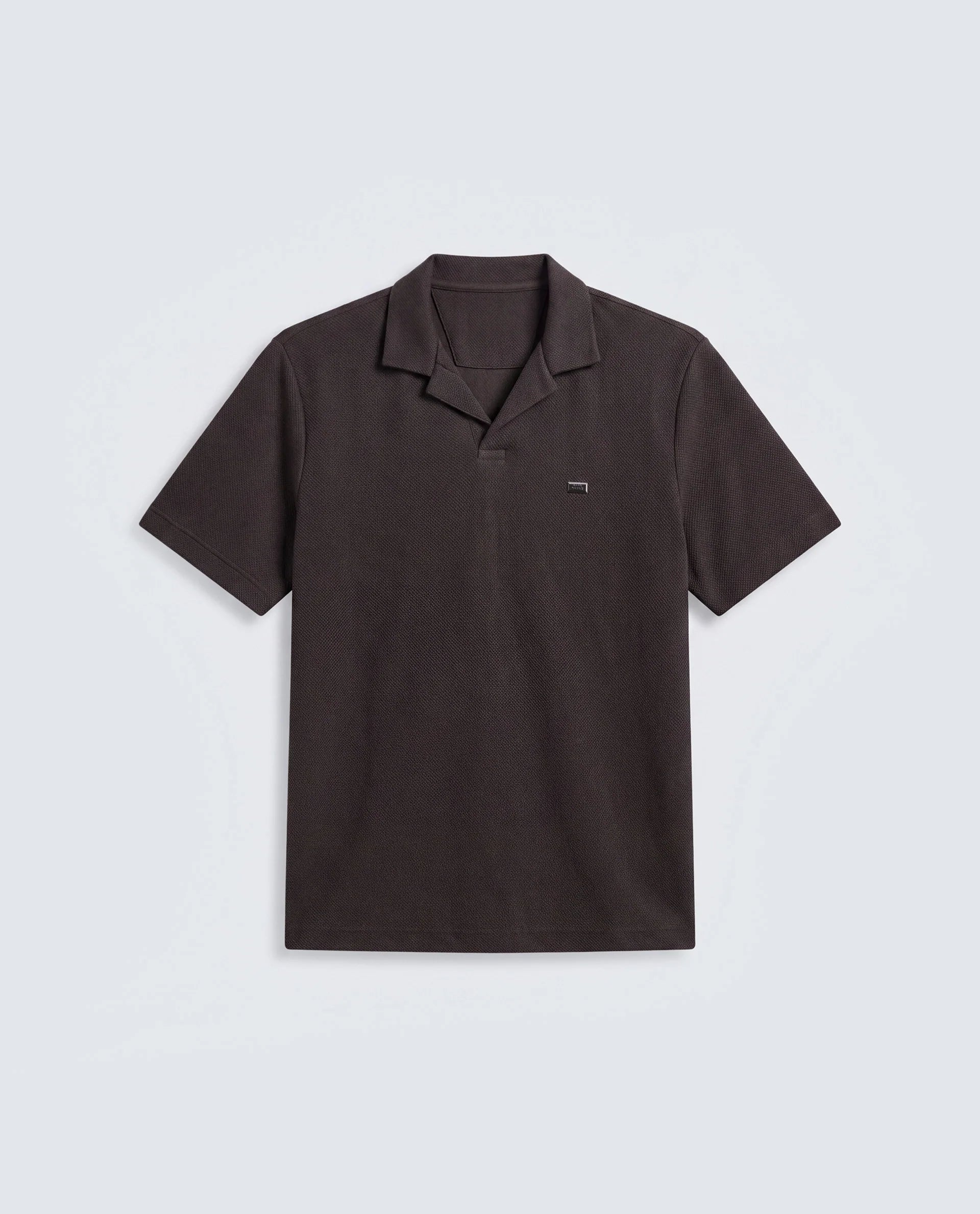 Rare Rabbit Men's Zorv Dark Brown Cotton Plain Regular Fit Half Sleeve Polo