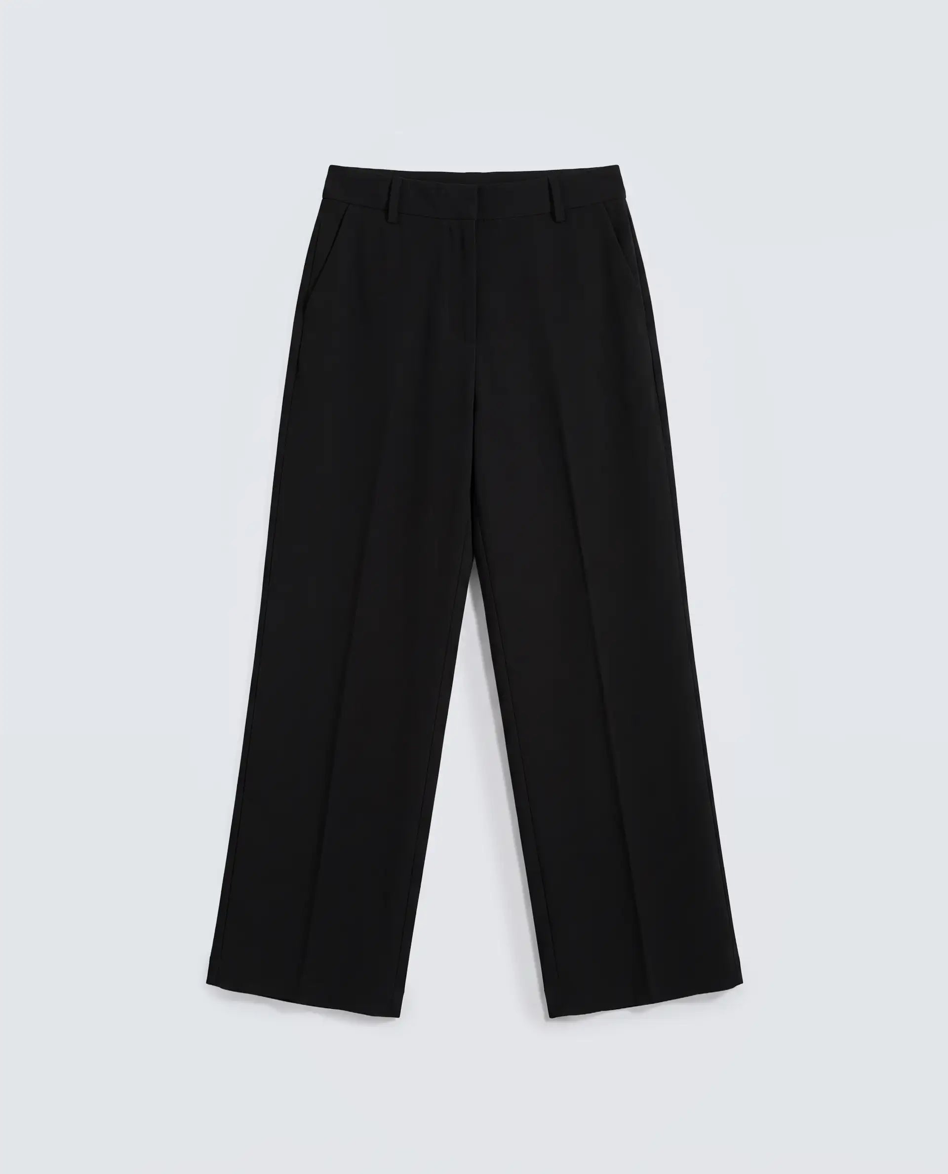 Rareism Women's Celina-B Black Polyester Blend Wide Plain Trouser