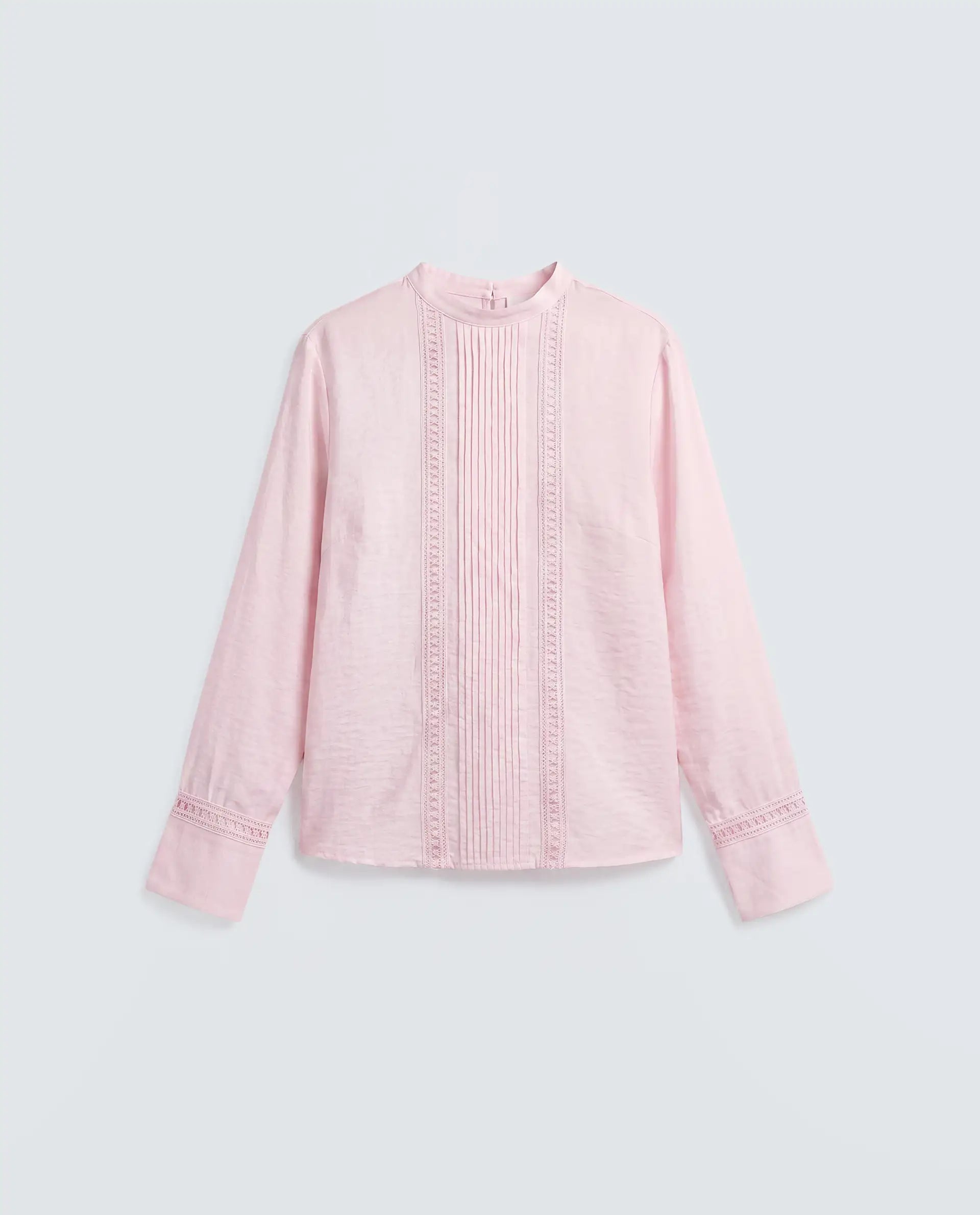 Rareism Women's Cilu Light Pink Viscose Blend Full Sleeve Relaxed Fit Plain Top
