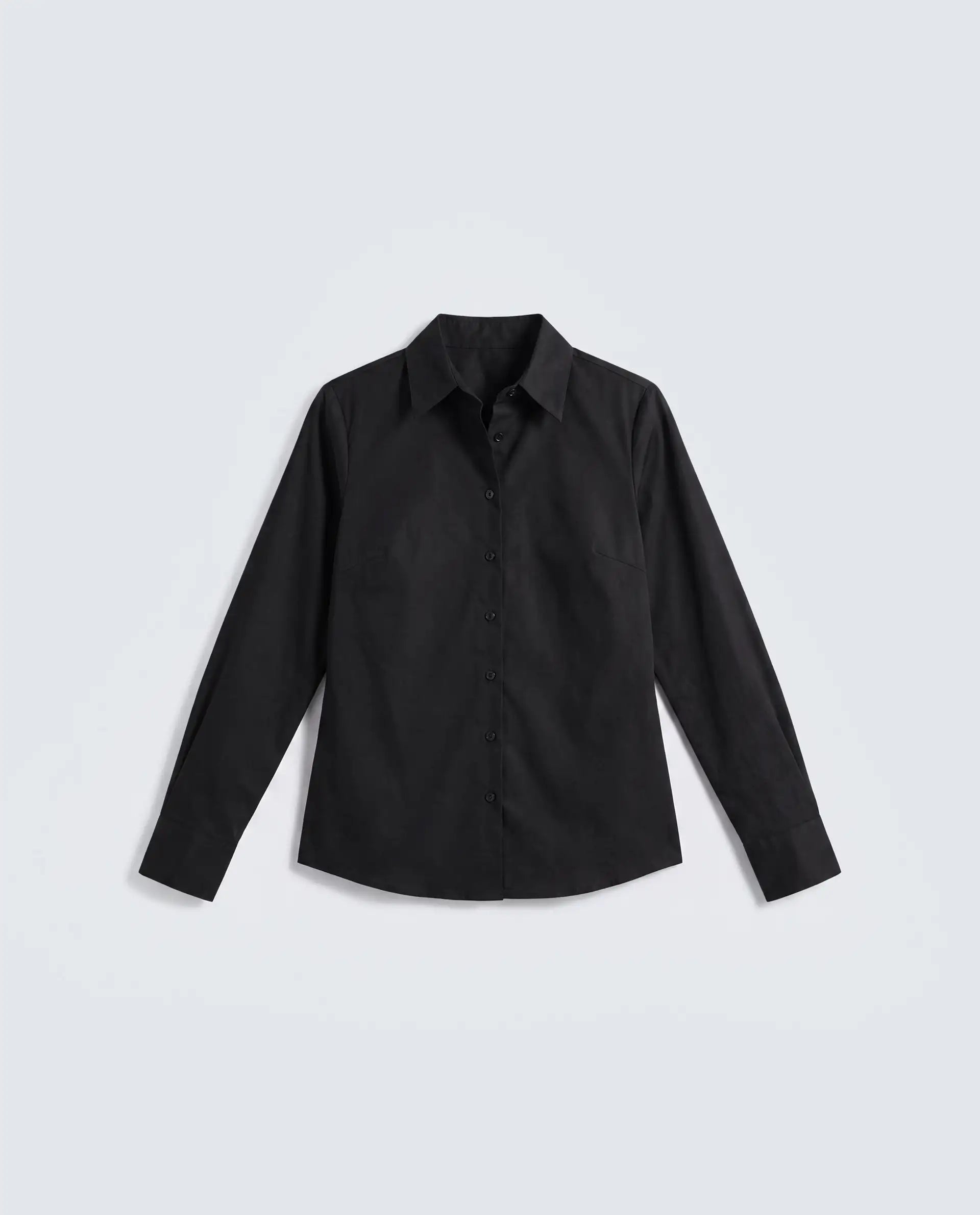 Rareism Women's Maven Black Cotton Blend Spread Collar Fitted Plain Shirt