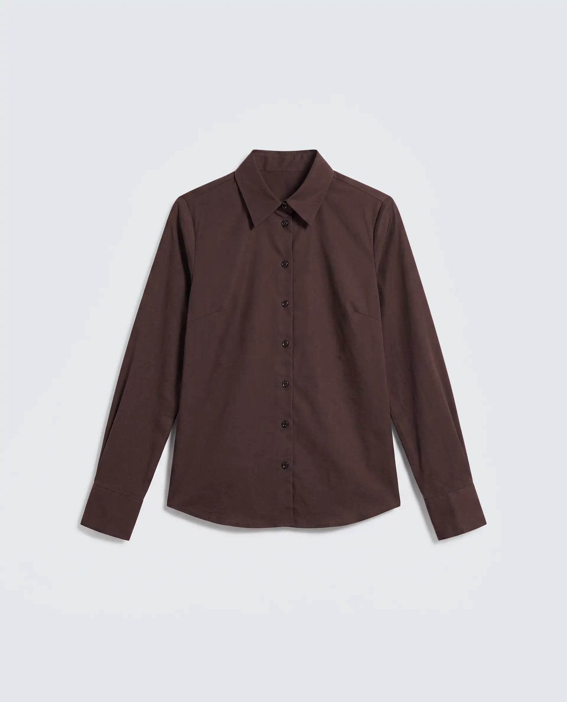 Rareism Women's Maven Brown Cotton Blend Spread Collar Fitted Plain Shirt